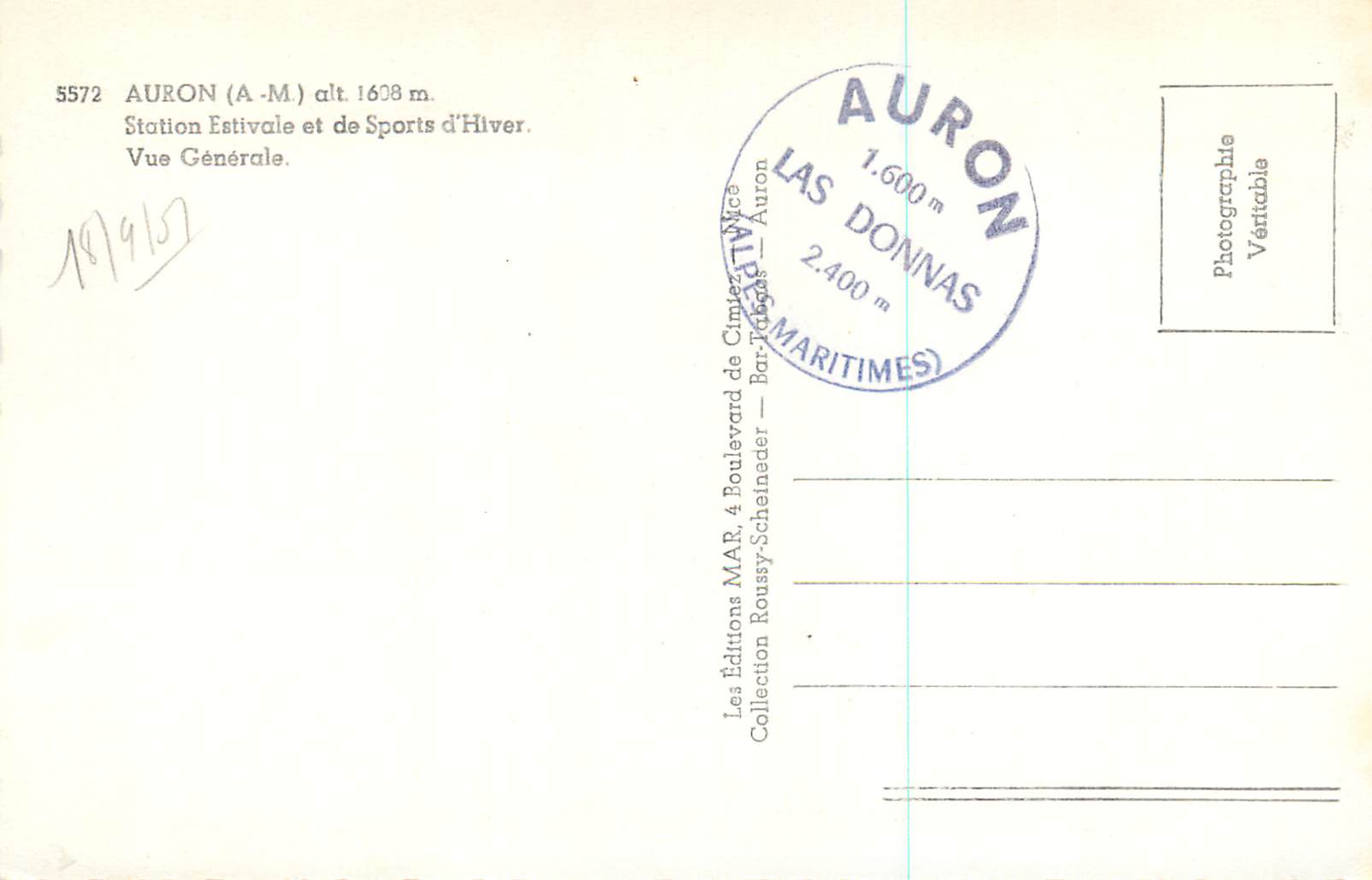 CPM Auron (A M) alt 1638m Station Estivale et de Sports d'Hiver Vue Generale — Rückseite