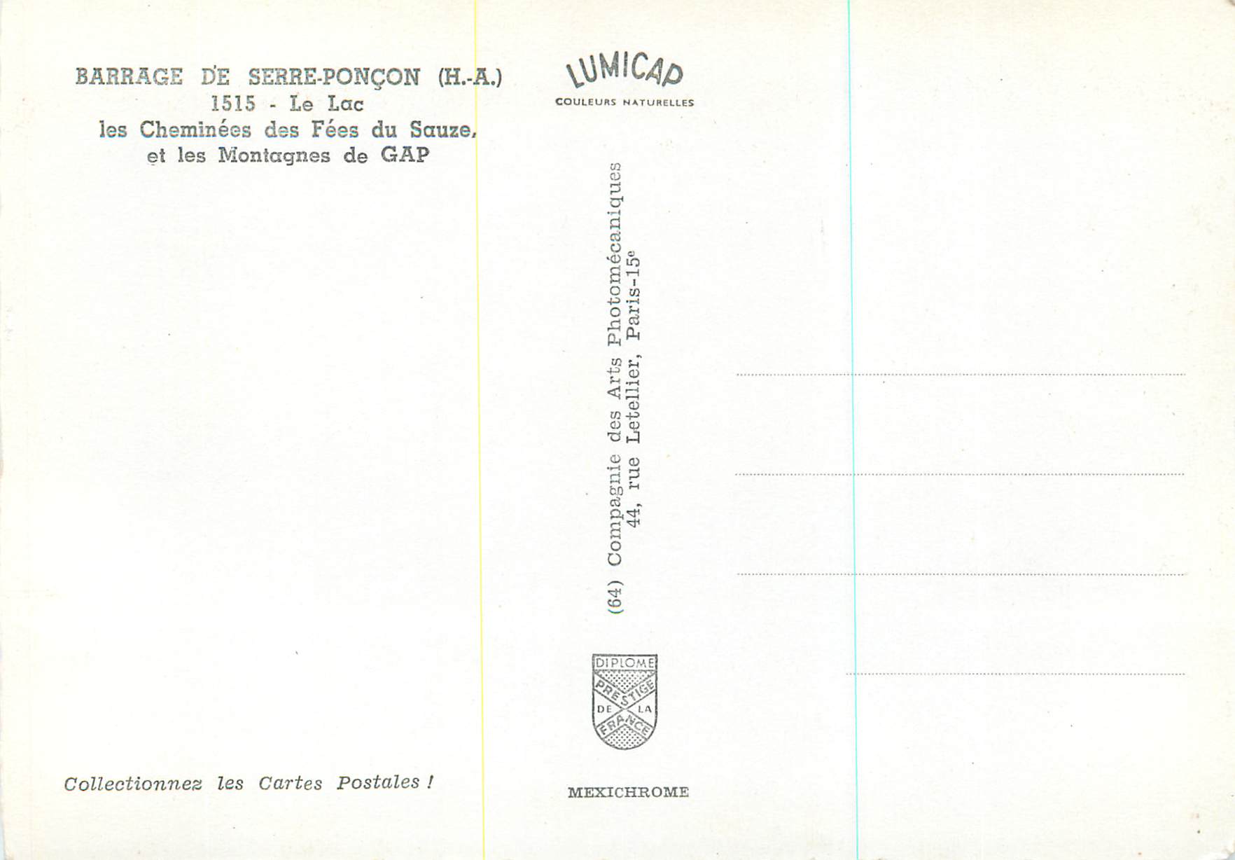 Barrage de Serre-Ponçon — Les Cheminées des Fées du Lac Sauze — Lumicap — Verso