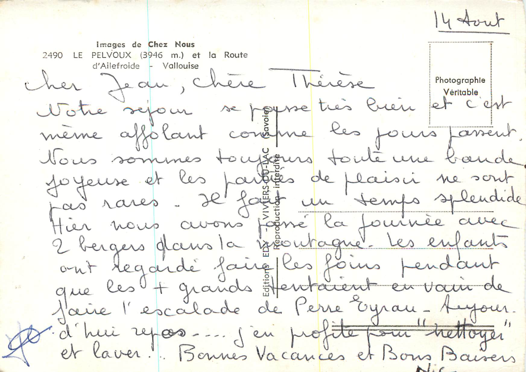 CPM le Pelvoux (3946m) et la Route d'Allefroide Vallouise Images de Chez Nous — Verso