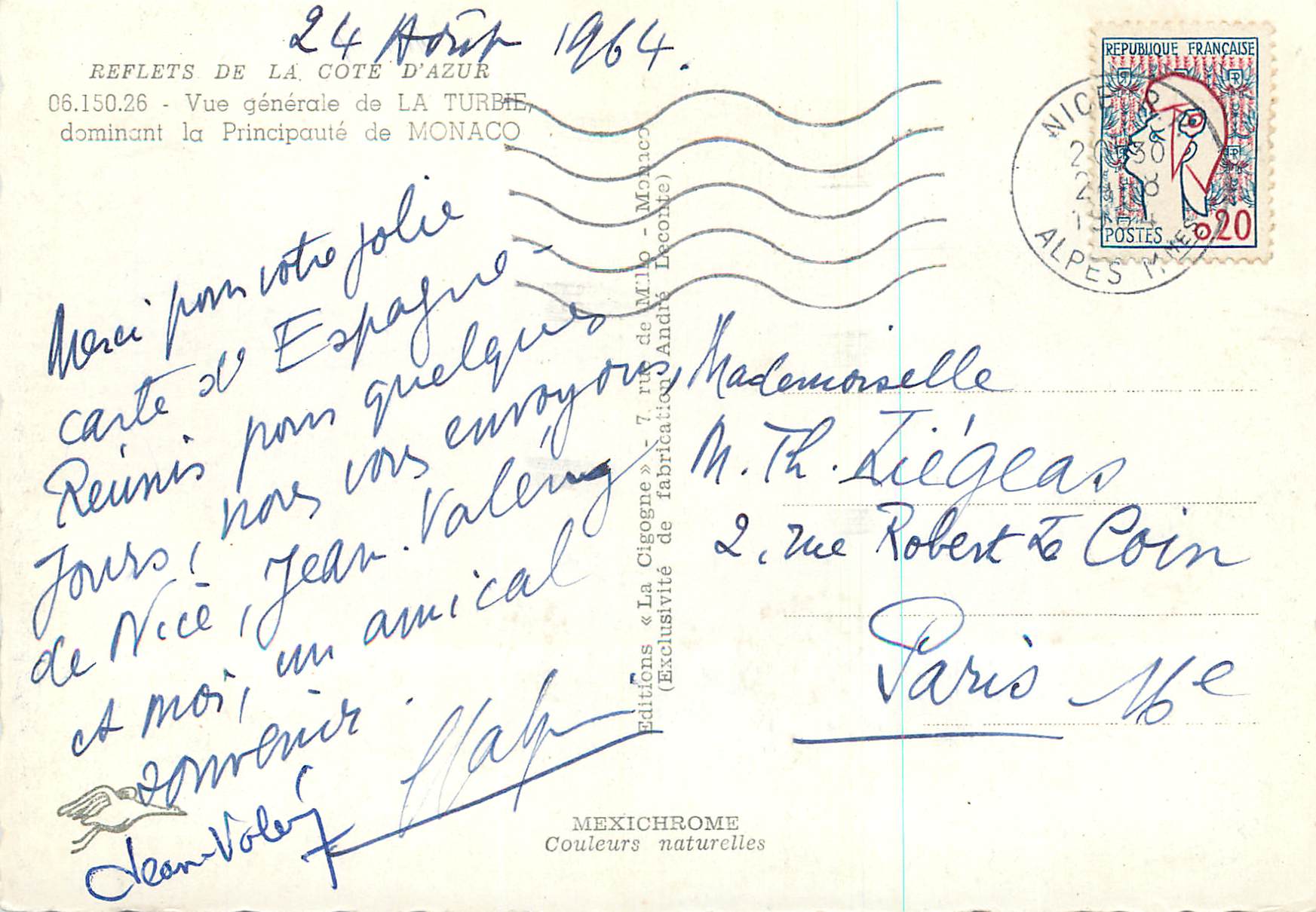CPM Vue Generale de la Turbie Dominant la principaute de Monaco Reflets de la Cote d'Azur — Rückseite