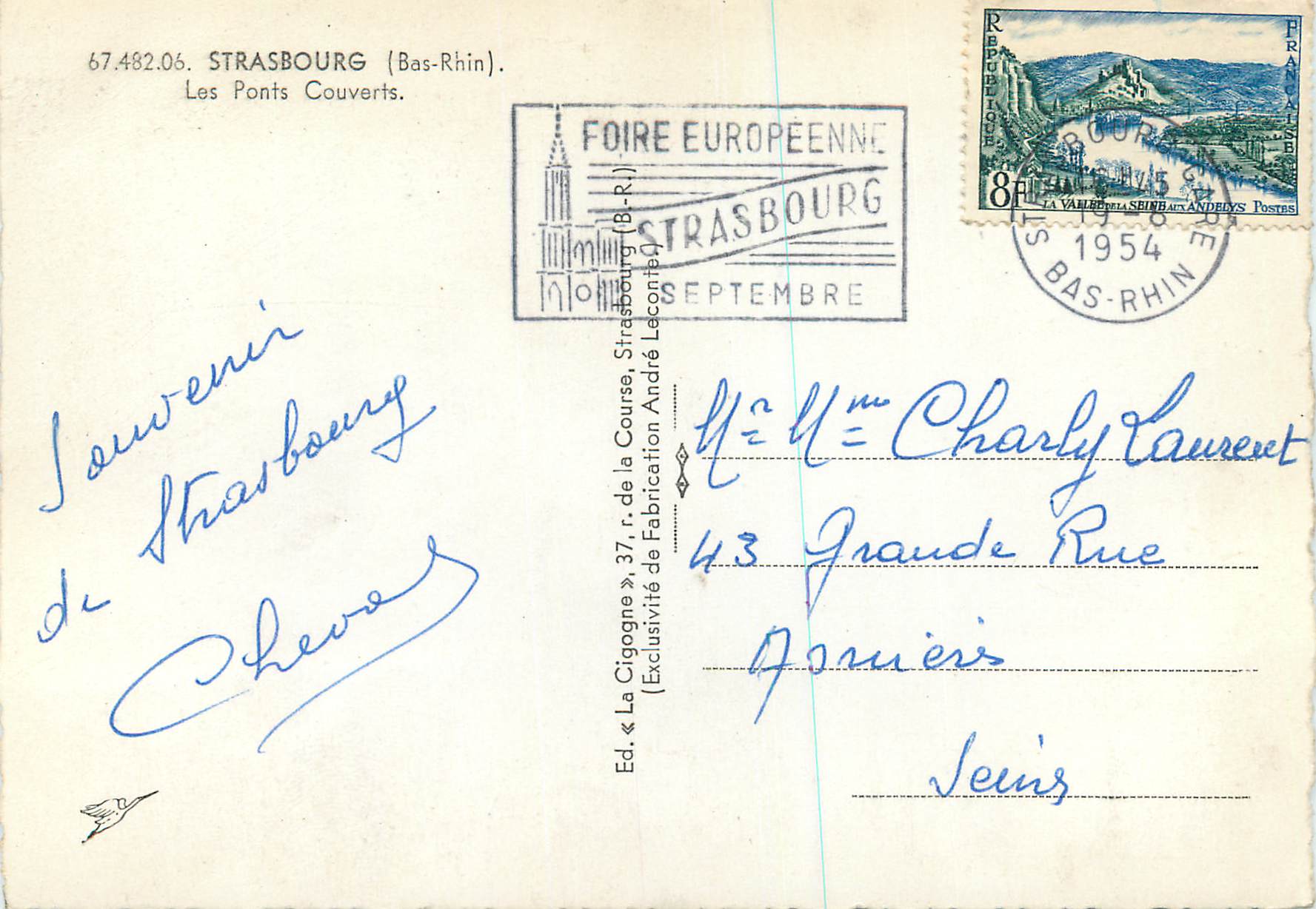 CPM Strasbourg (Bas Rhin) les Ponts Couverts — Verso
