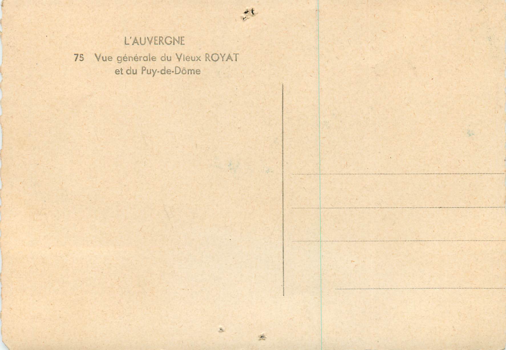 CPM Vue Generale du Vieux Royat et du Puy de Dome l'Auvergne — Rückseite