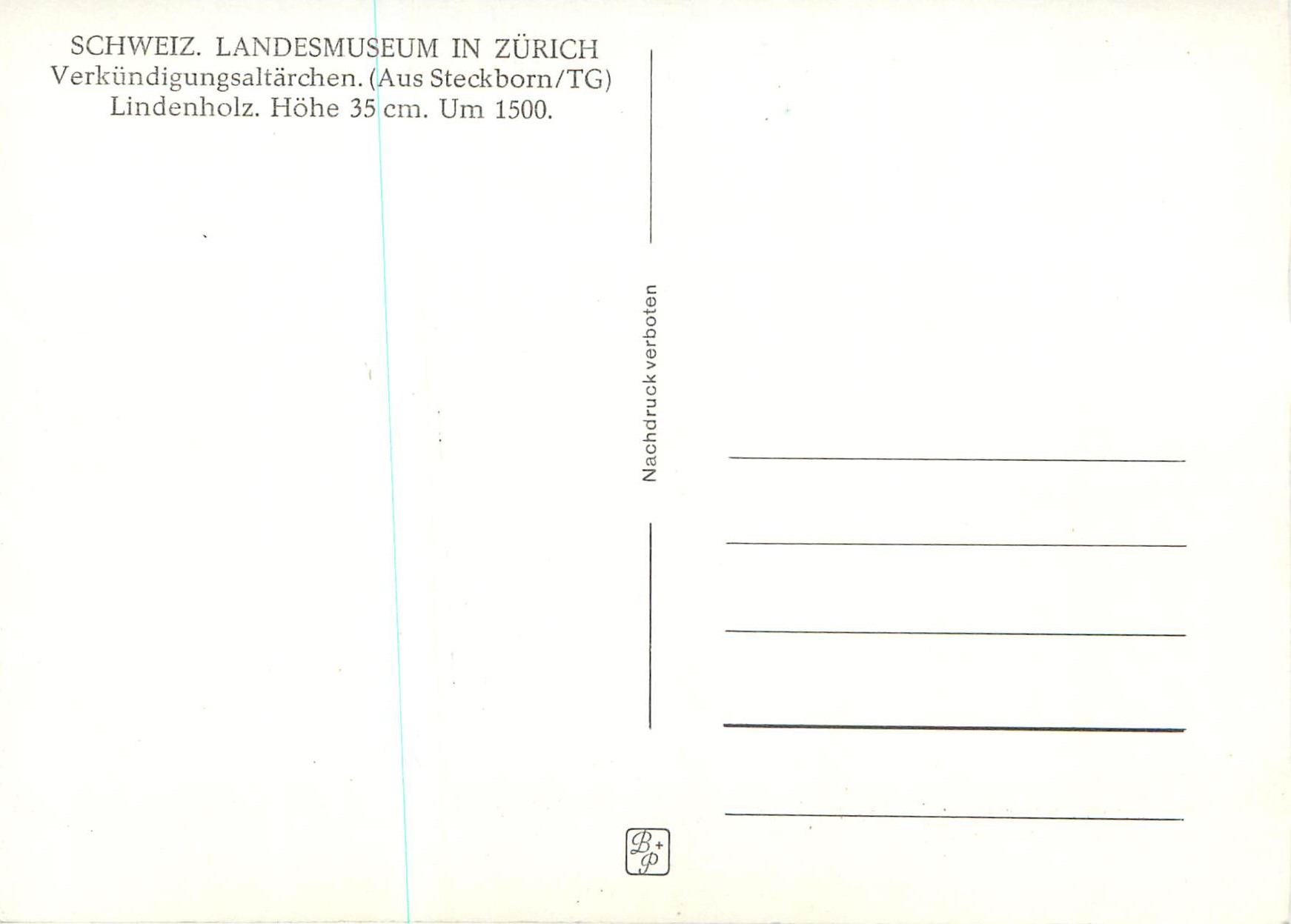 Verkündigungsaltärchen — sculpture en lindenholz — Landesmuseum Zurich — Rückseite