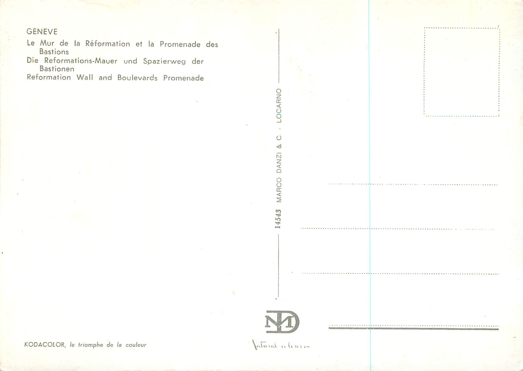 CPM Geneve le Mur de la Reformation et la Promenade des Bastions Militaria — Verso
