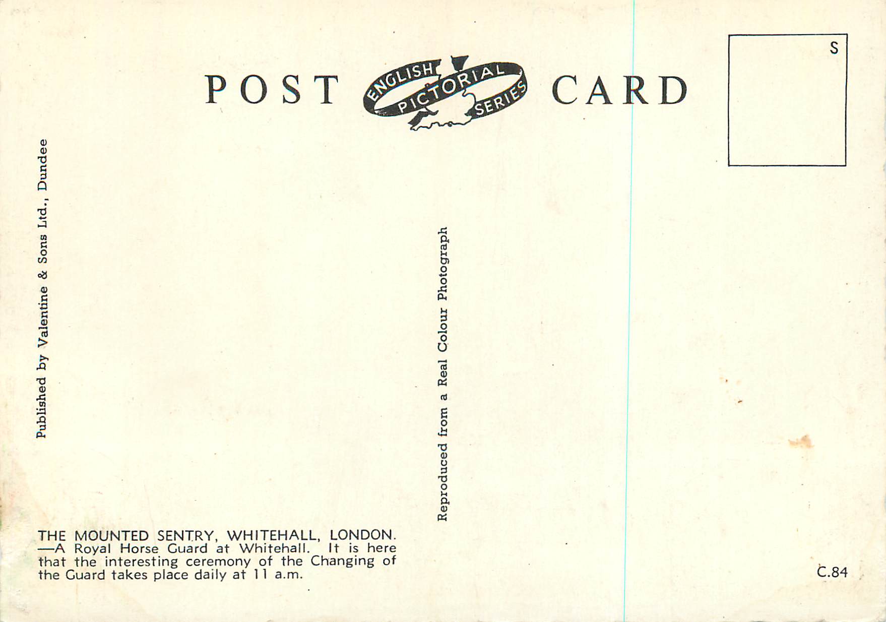 CPM London the Mounted Sentry Whitehall Militaria — Verso