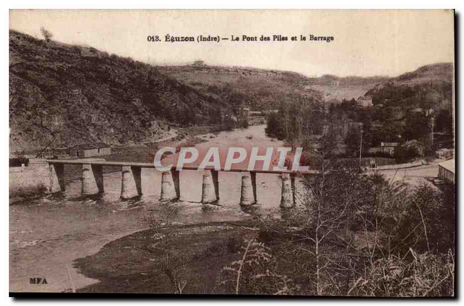 CPA Barrage d'Eguzon Vallee de la Creuse le pont des piles et le barrage