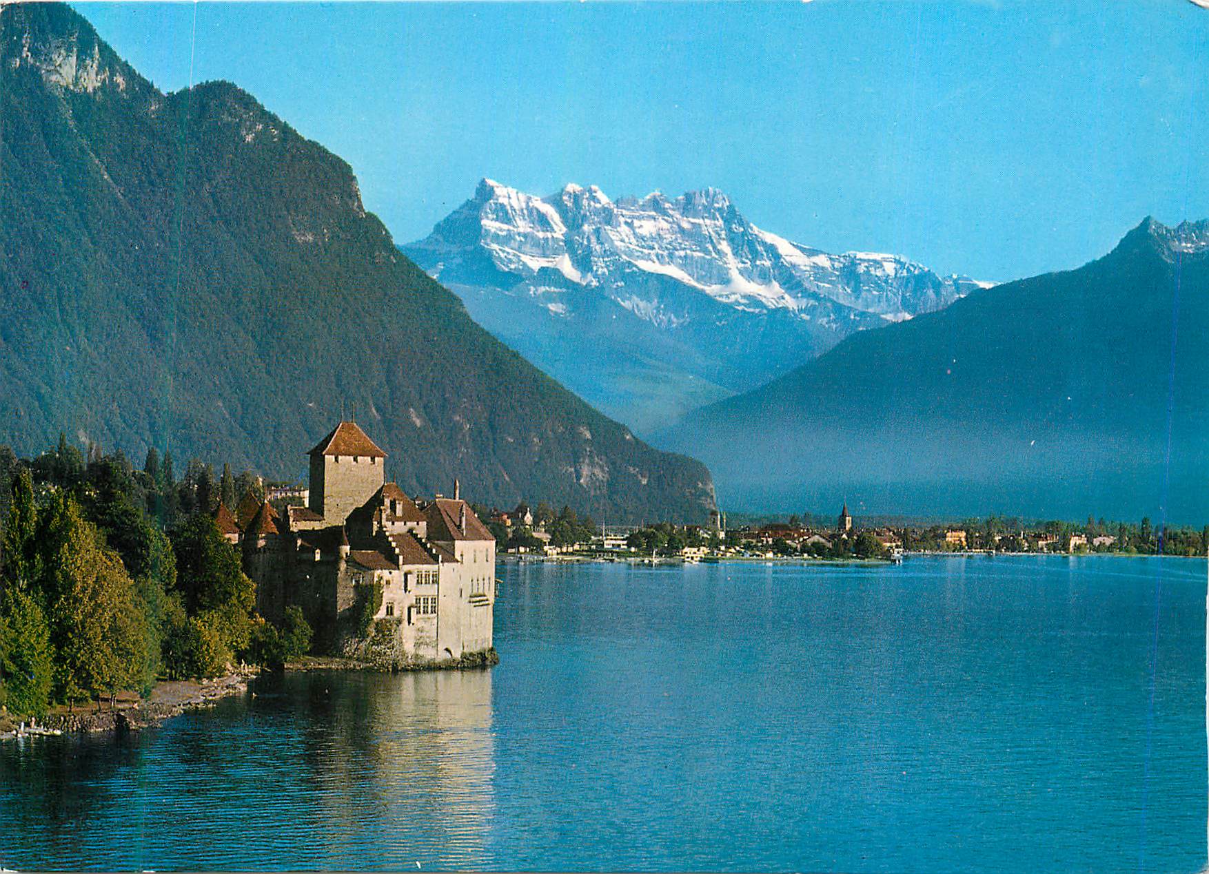 CPM Chateau de Chillon et Dents du Midi Lumieres et Couleurs sur le Lac Leman