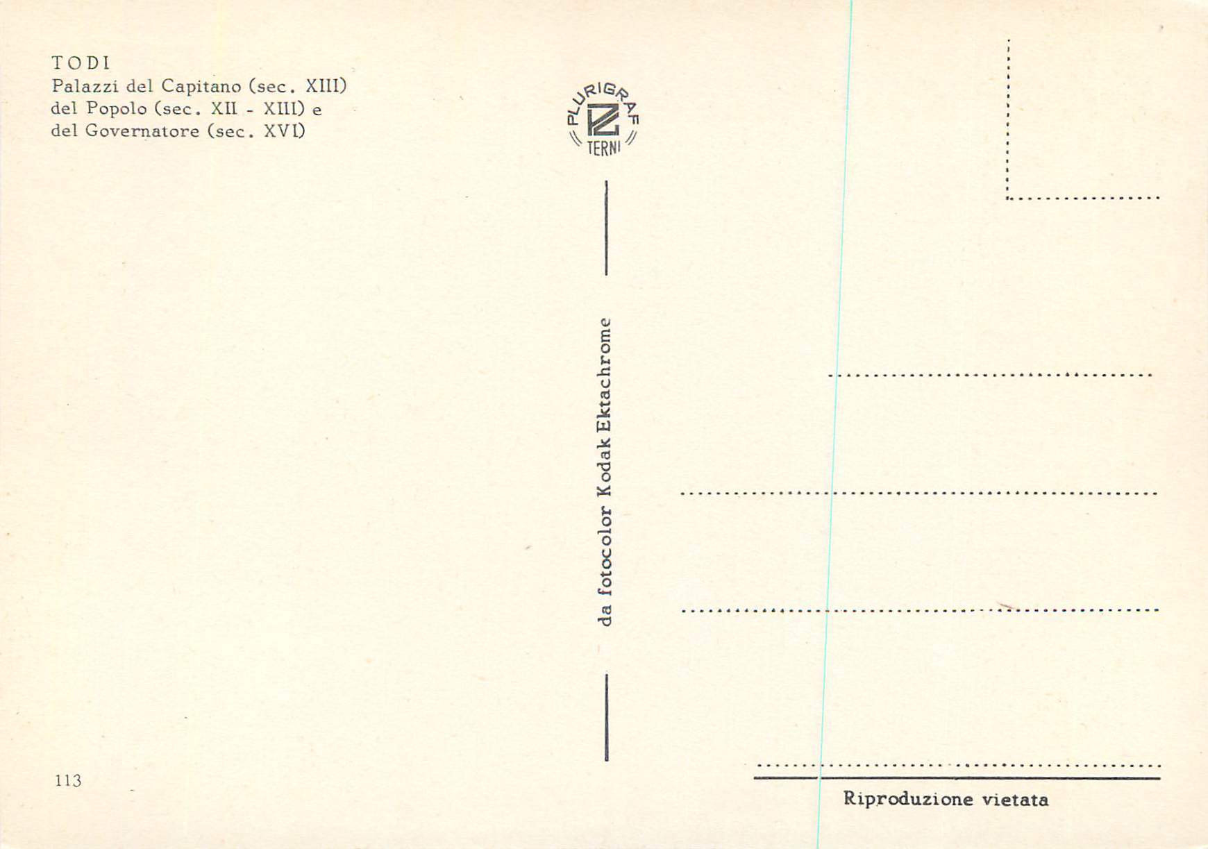CPM Todi Palazzi del Capitano (Sec XIII) del Popolo (Sec XII XIII)e — Rückseite
