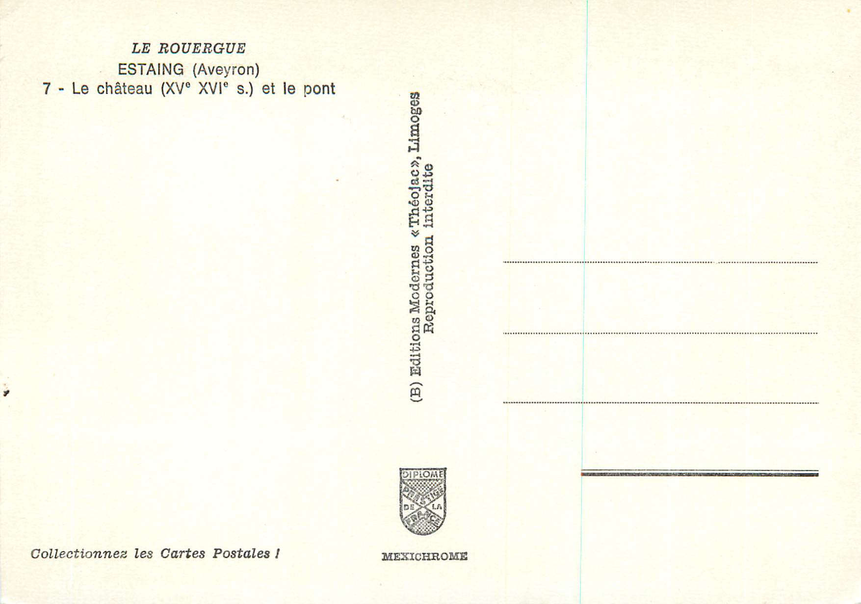 Estaimps — Château (XVe-XVIe s.) et pont — Éditions Modernes Théolac — Verso