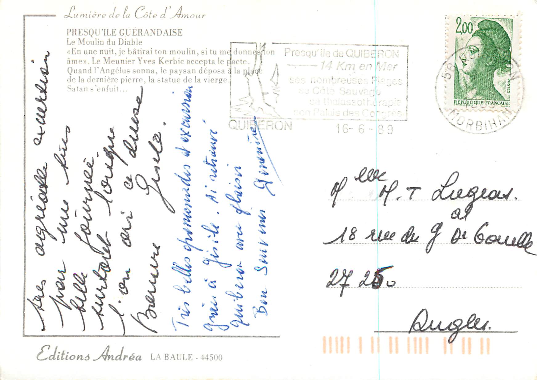 CPM Moulin du Diable Presqu'Ile Guerandaise Lumiere de la Cote d'Amour — Rückseite