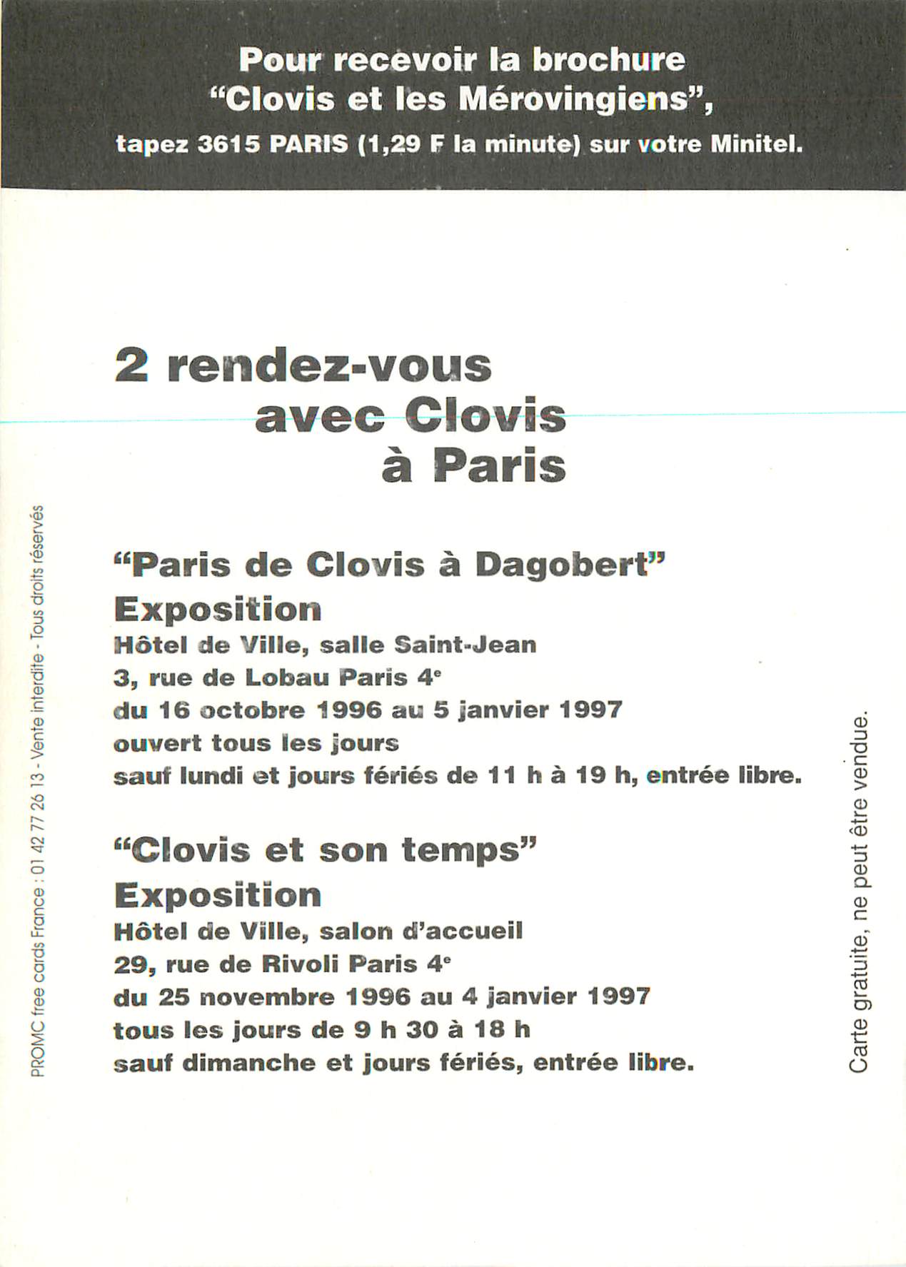 CPM Paris et les Merovingiens Clovis et son Temps Exposition Rendez vous avec Clovis a Paris — Rückseite