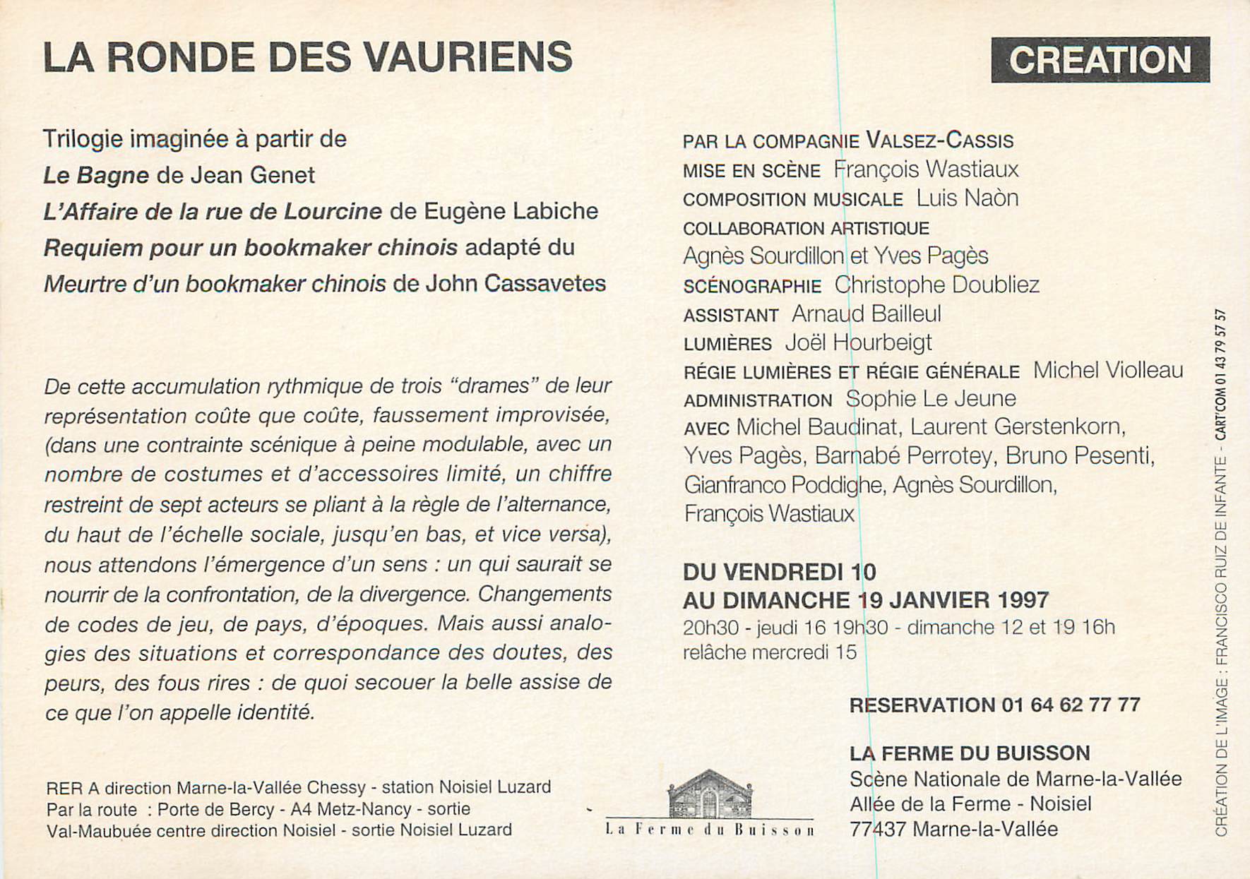 CPM La Ronde des Vauriens Mise en Scene Francois Wastiaux — Rückseite