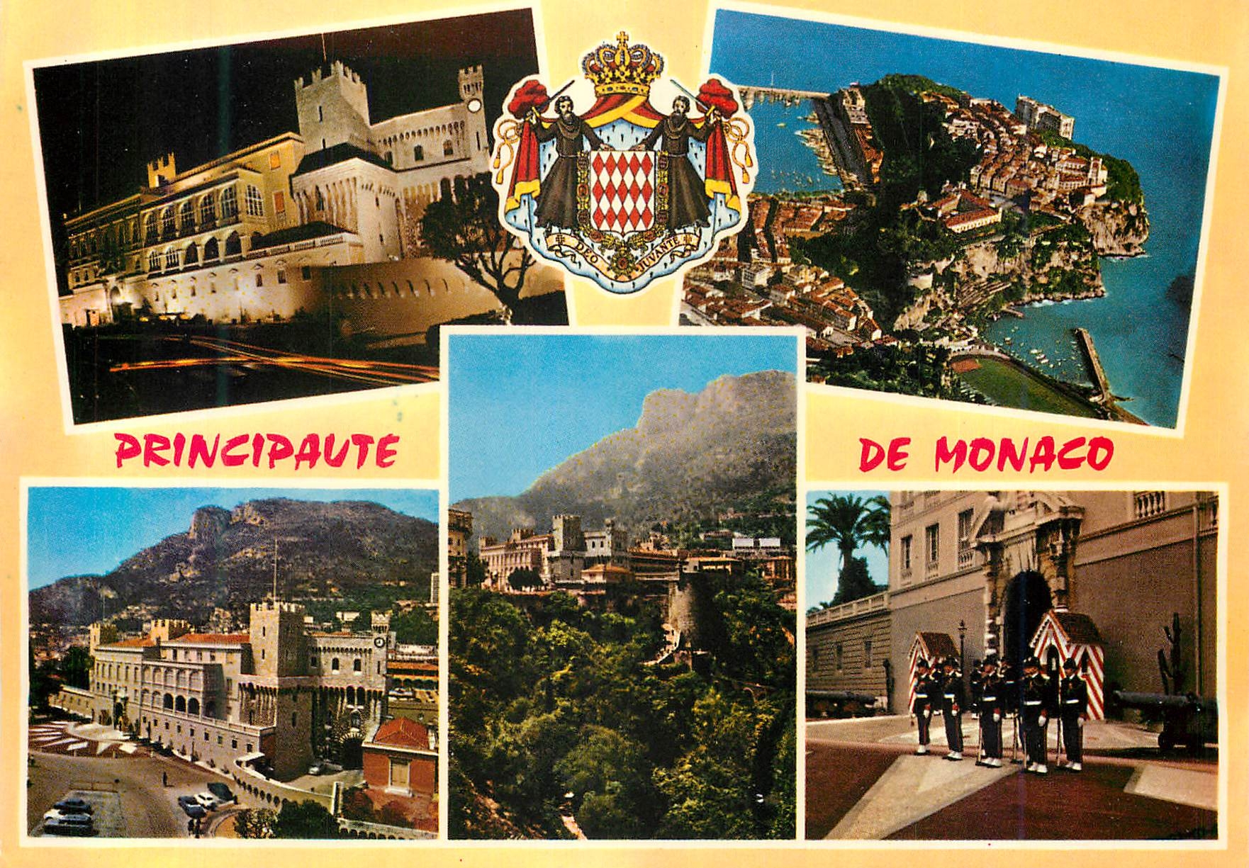 CPM Principaute de Monaco Le Palais vu de Nuit Le Rocher de Monaco Le Palais Princier Militaria