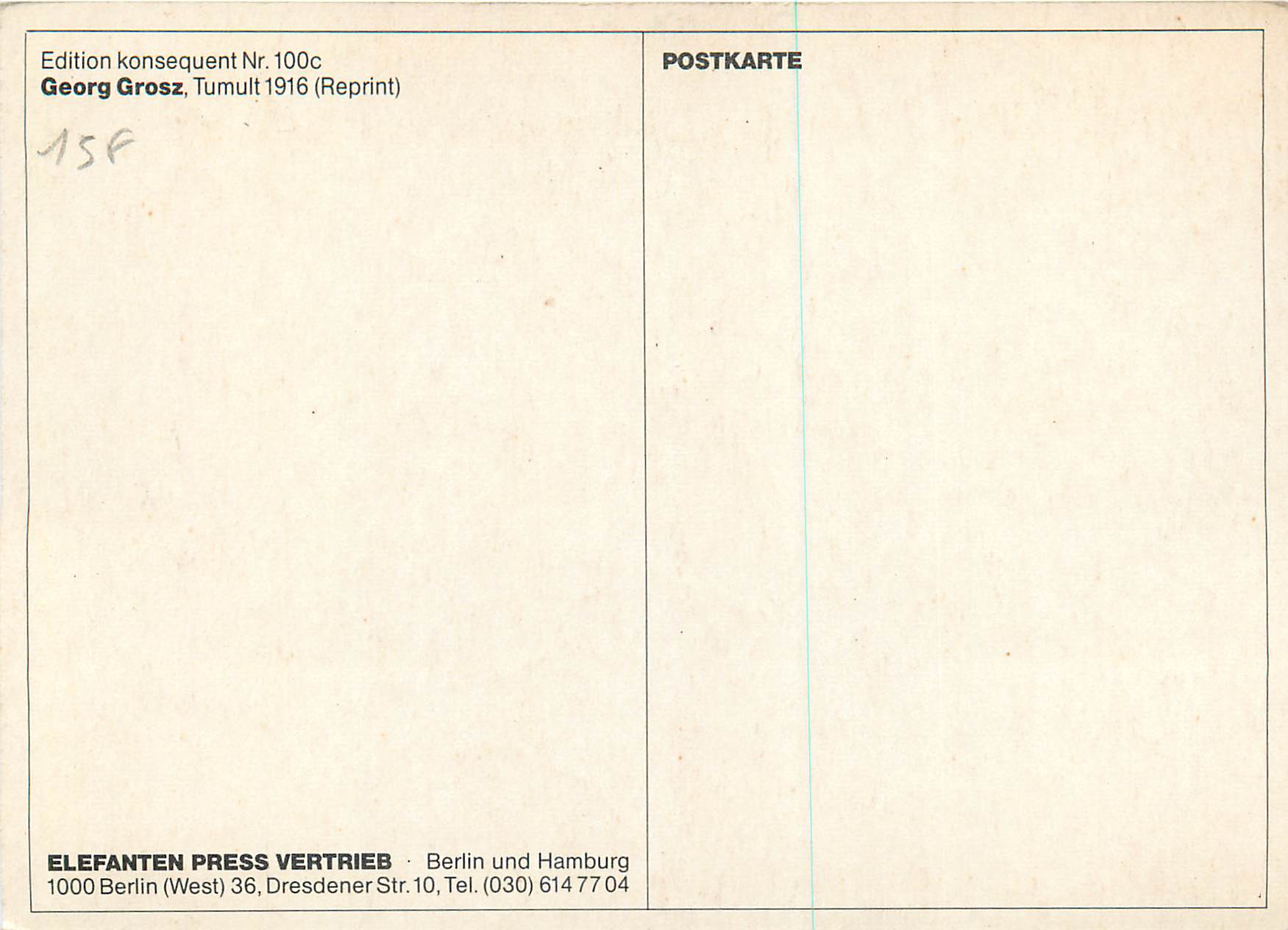 CPM Georg Grosz Tumult  — Verso