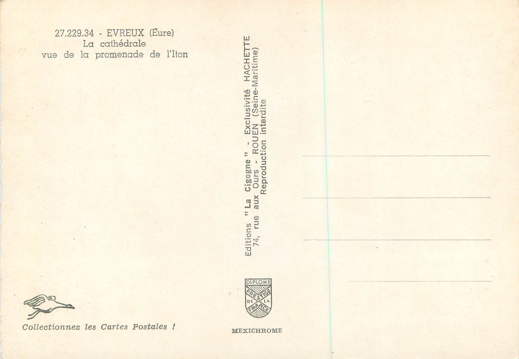 CPM Evreux (Eure) La Cathedrale Vue de la Promenade de L'Iton — Rückseite