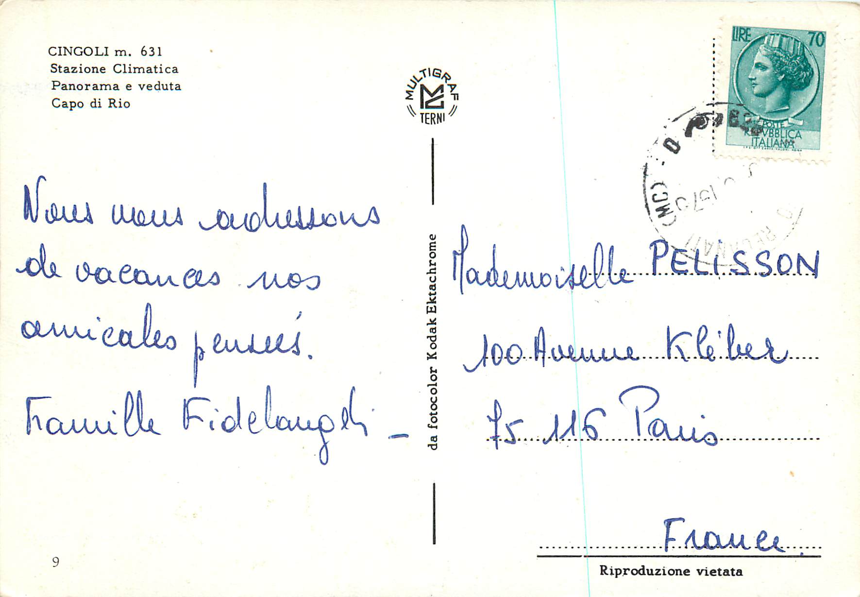 CPA Cingoli m 631 Statione Climatica Panorama e Veduta Capo di Rio — Rückseite