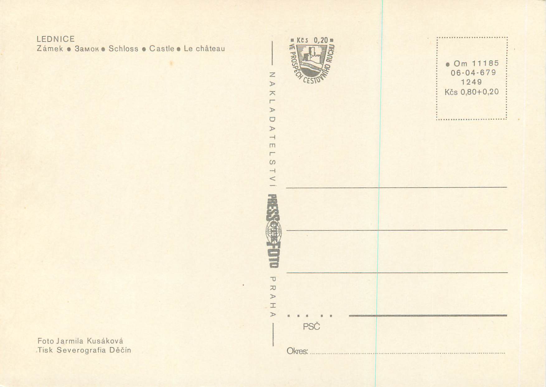 CPA Lednice Le Chateau — Back