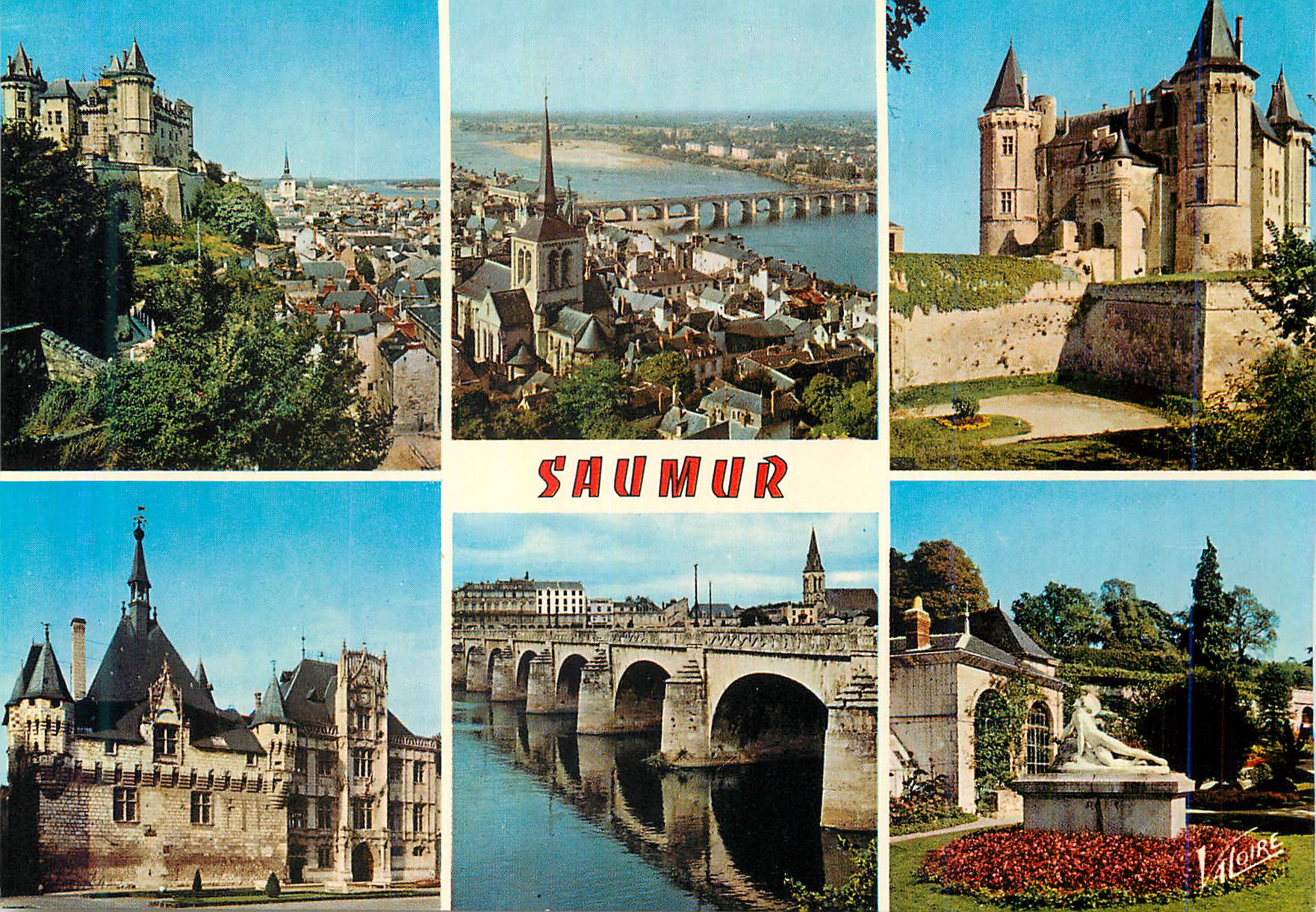 CPM Saumur (Maine et Loire) Les Merveilles du Val de Loire Le Chateau Dominant la Ville L'Eglise Saint Pierre Le Chateau