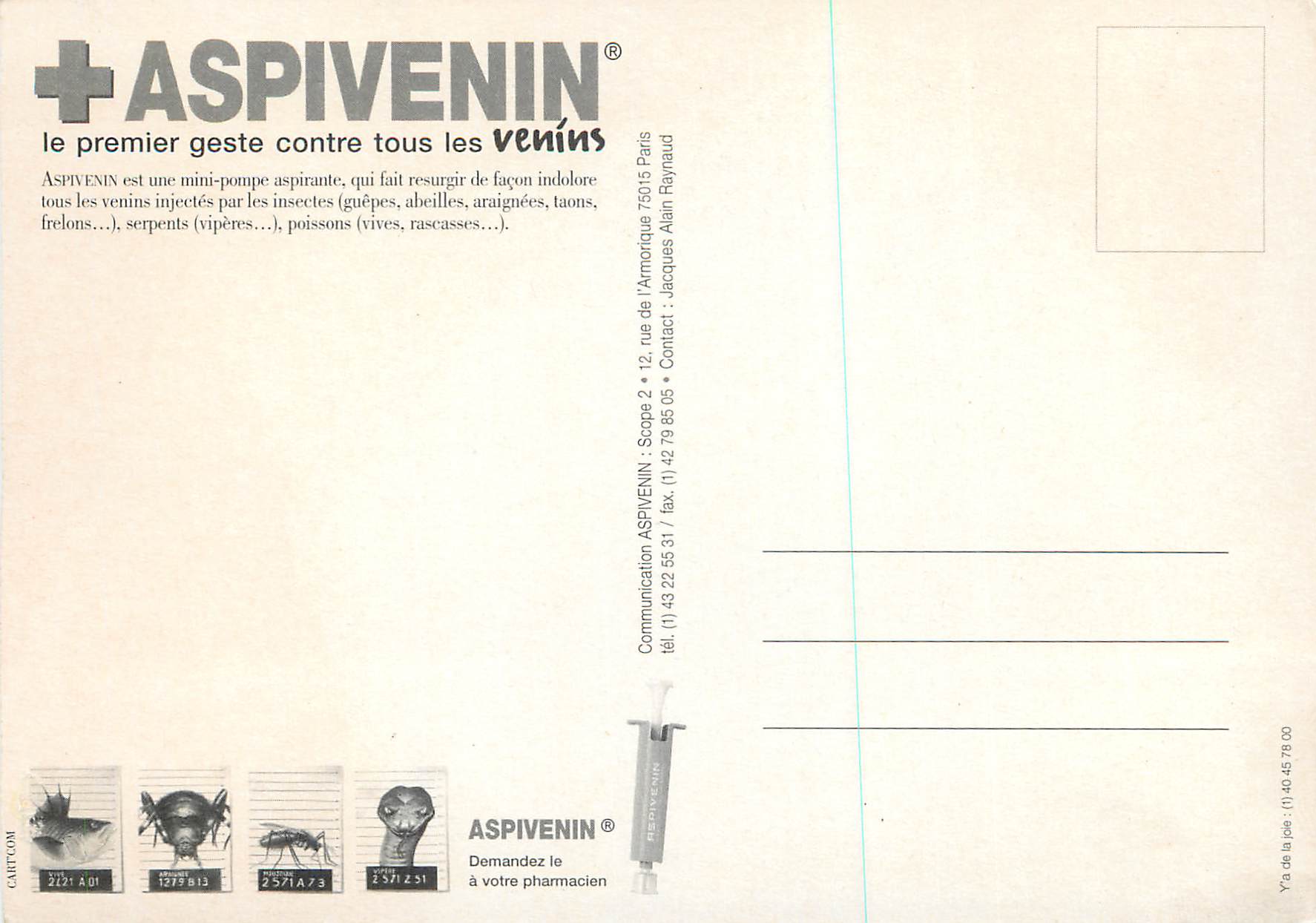 CPM Avez vous Pense a vous Proteger Contre ce Dangereux Malfaiteur Aspivenin Le Premier Geste Contre Tous les Venins Ins — Rückseite