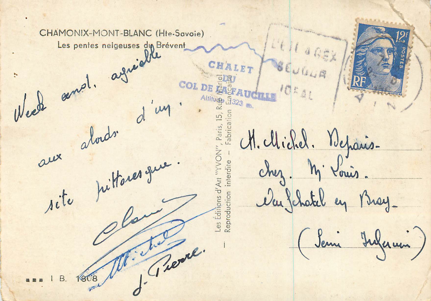 CPM Chamonix Mont Blanc (Hte Savoie) Les Pentes Neigeuses du Brevent Ski — Verso