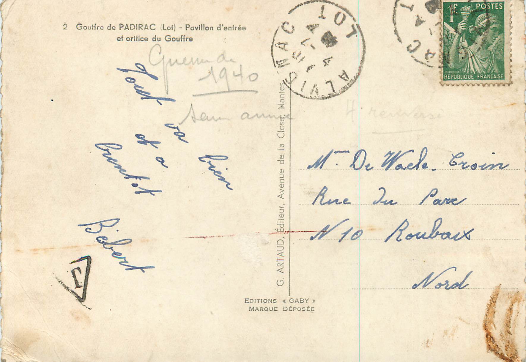 CPM Gouffre de Padirac (Lot) Pavillon d'Entree et Orifice du Gouffre — Reverso