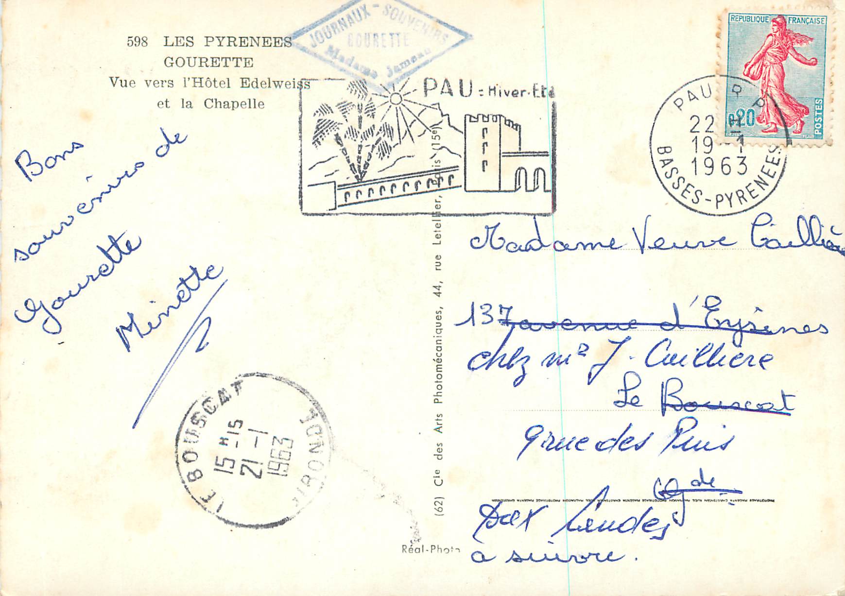 Vue vers l'Hôtel Edelweiss et la Chapelle — Gourette — Journaux-Souvenirs — Reverso