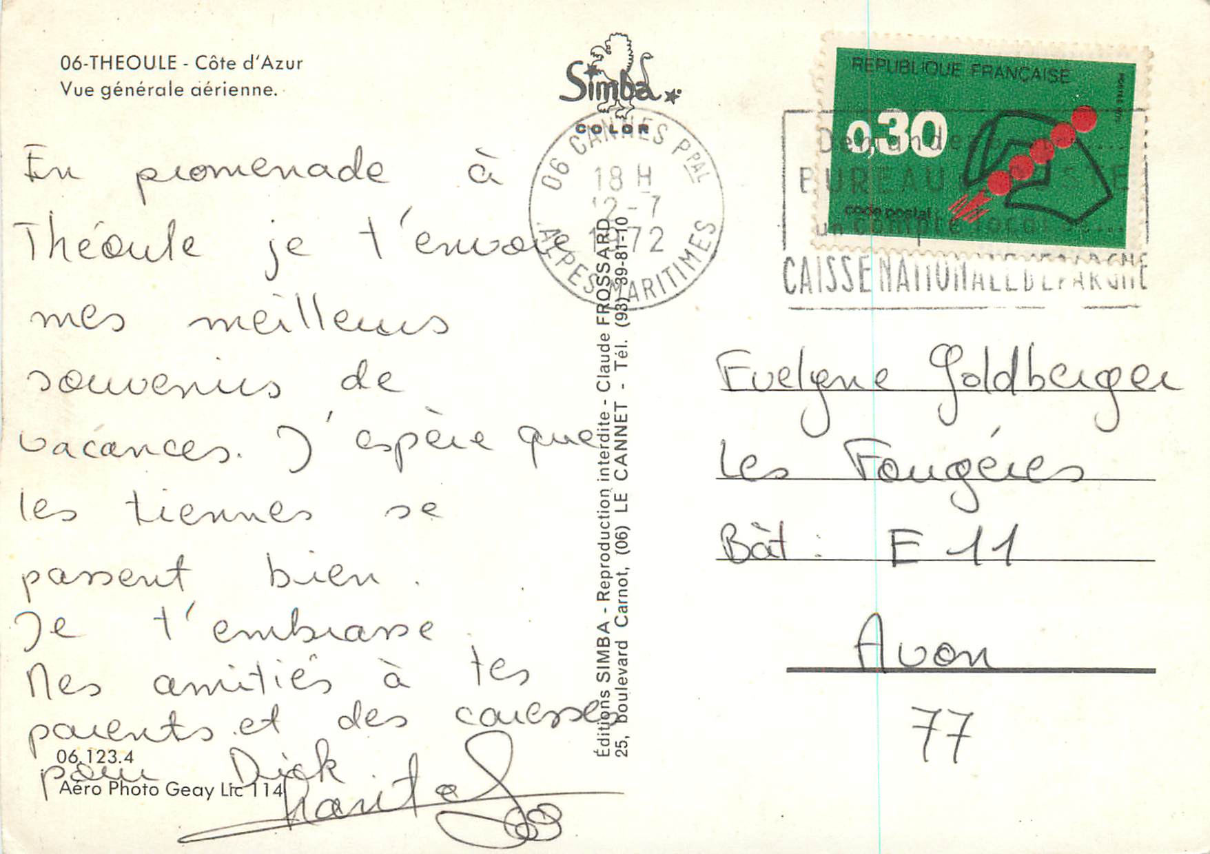 CPM Theoule Cote d'Azur Vue Generale Aerienne — Verso