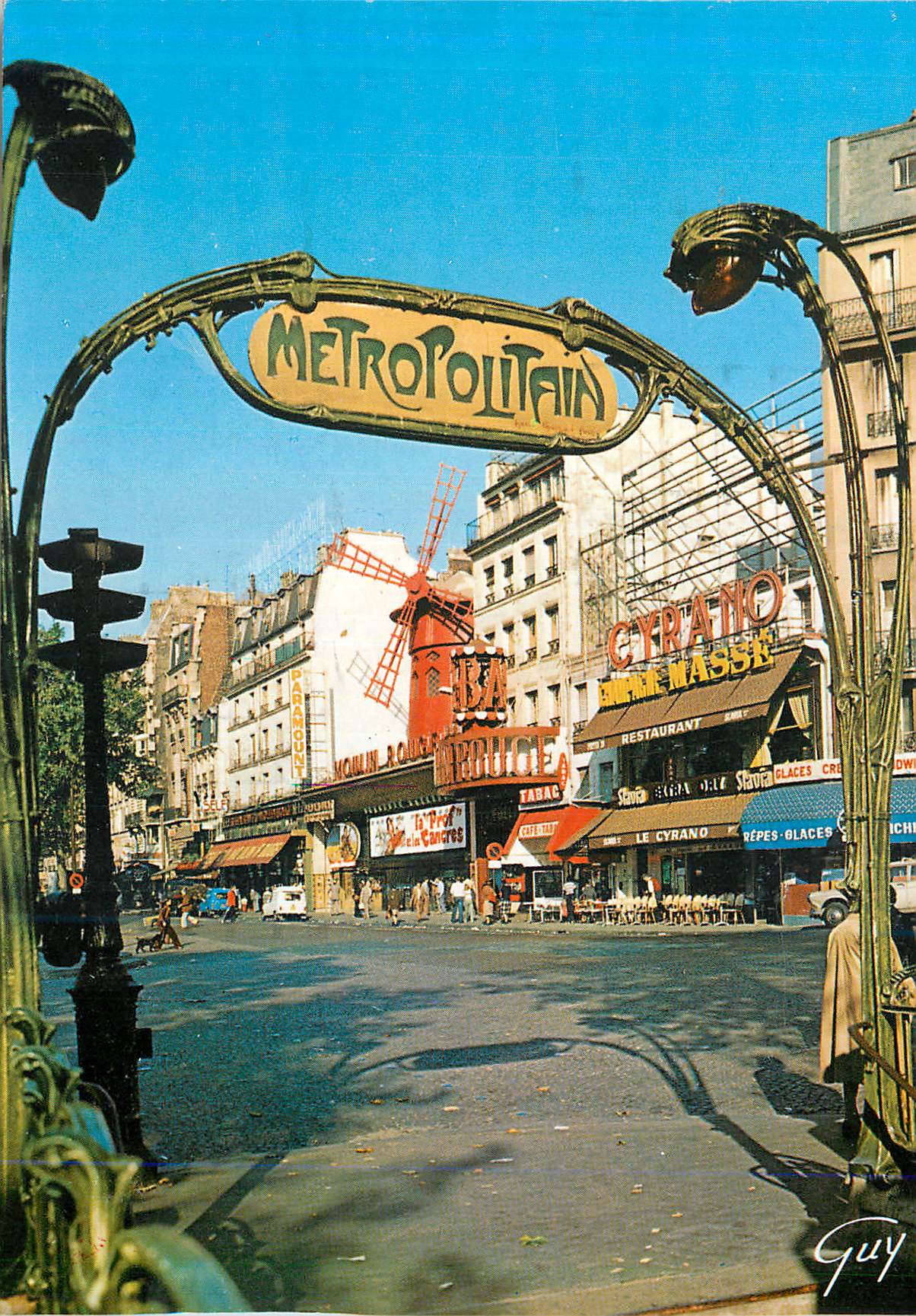 CPM Paris et ses Merveilles Montmartre Le Moulin Rouge Place Blanche Metro