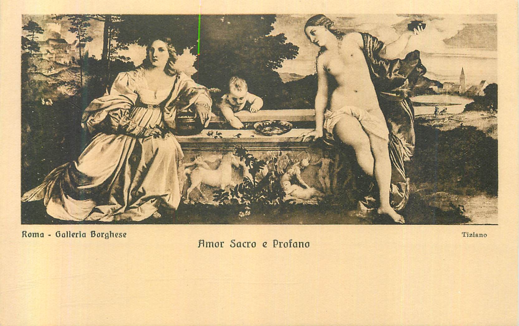 CPA Roma Galleria Borghese Tiziano Amor Sacro e Profano