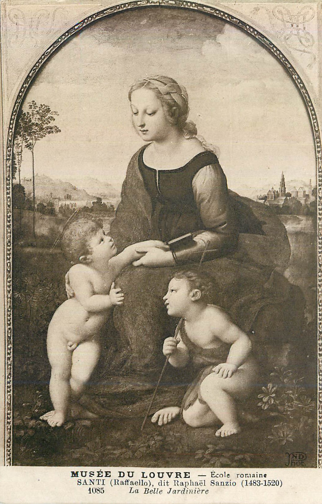 CPA Musee du Louvre Ecole Romaine Santi (Raffaello) dit Raphael Sanzio (1483 1520) La Belle Jardiniere