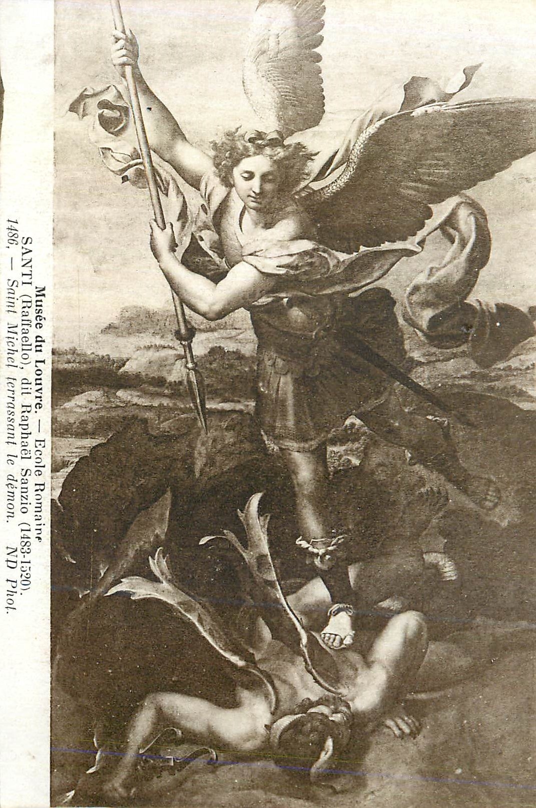 CPA Musee du Louvre Ecole Romaine Santi (Raffaello) dit Raphael Sanzio (1483 1520) Saint Michel Terrassant le demon