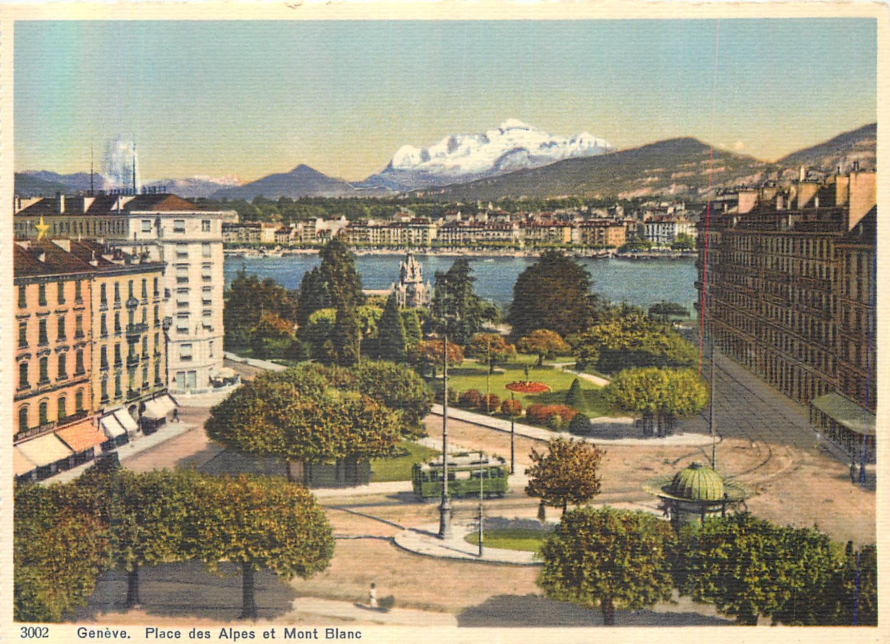 CPM Geneve Place des Alpes et Mont Blanc