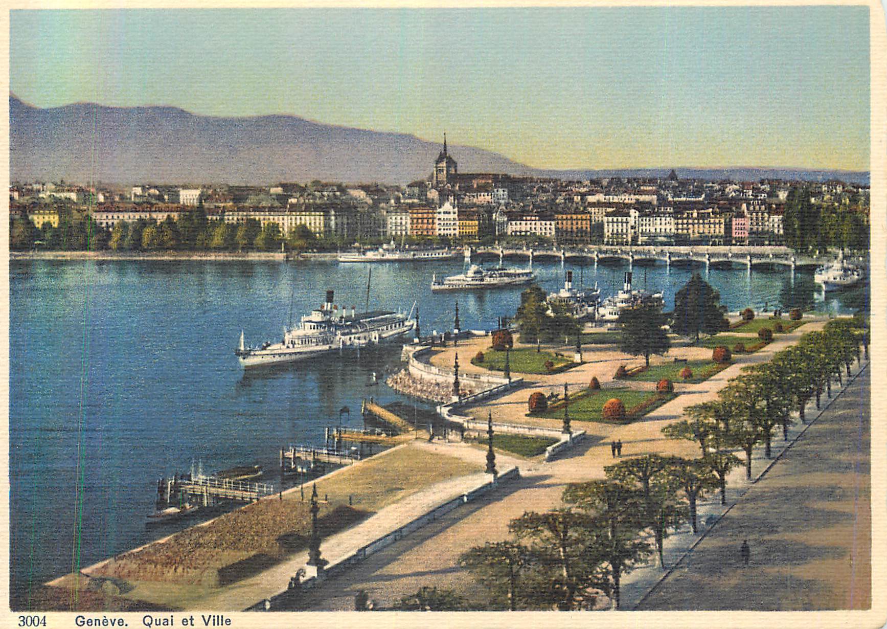 CPM Geneve Quai et Ville Bateau