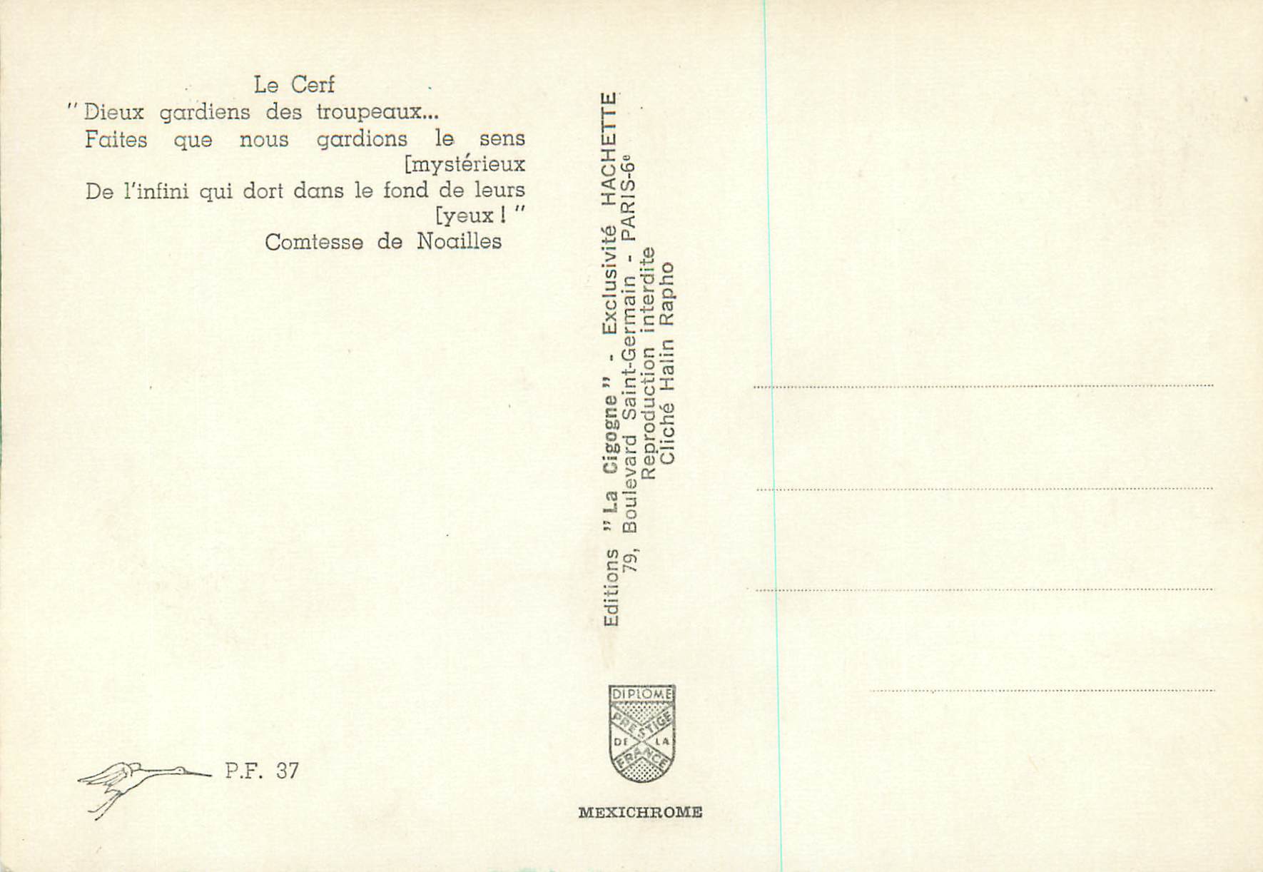 CPM Le Cherf Dieux Gardiens des Troupeaux — Rückseite