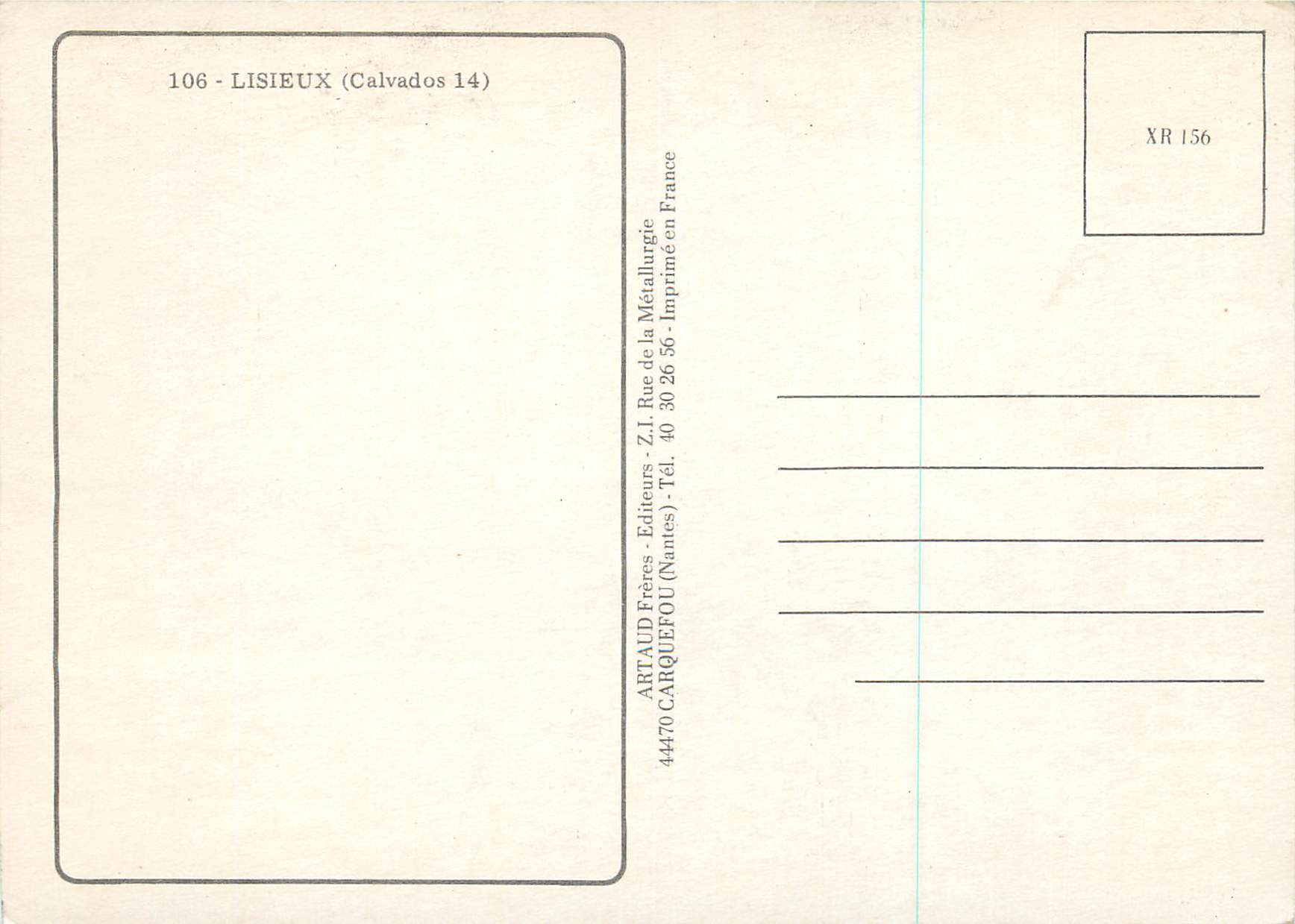 Sainte Thérèse de Lisieux — promesse de roses — éditée par Artaud Frères — Rückseite