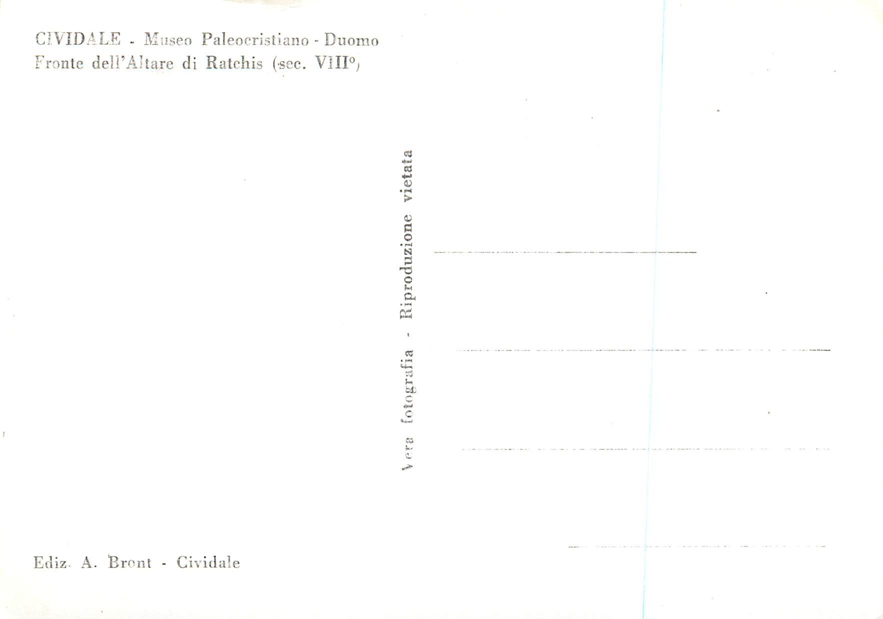 CPM Cividale Museo Palcocristiano Duomo Fronte Dell Altare di Ritchis (Sec VIII) — Rückseite