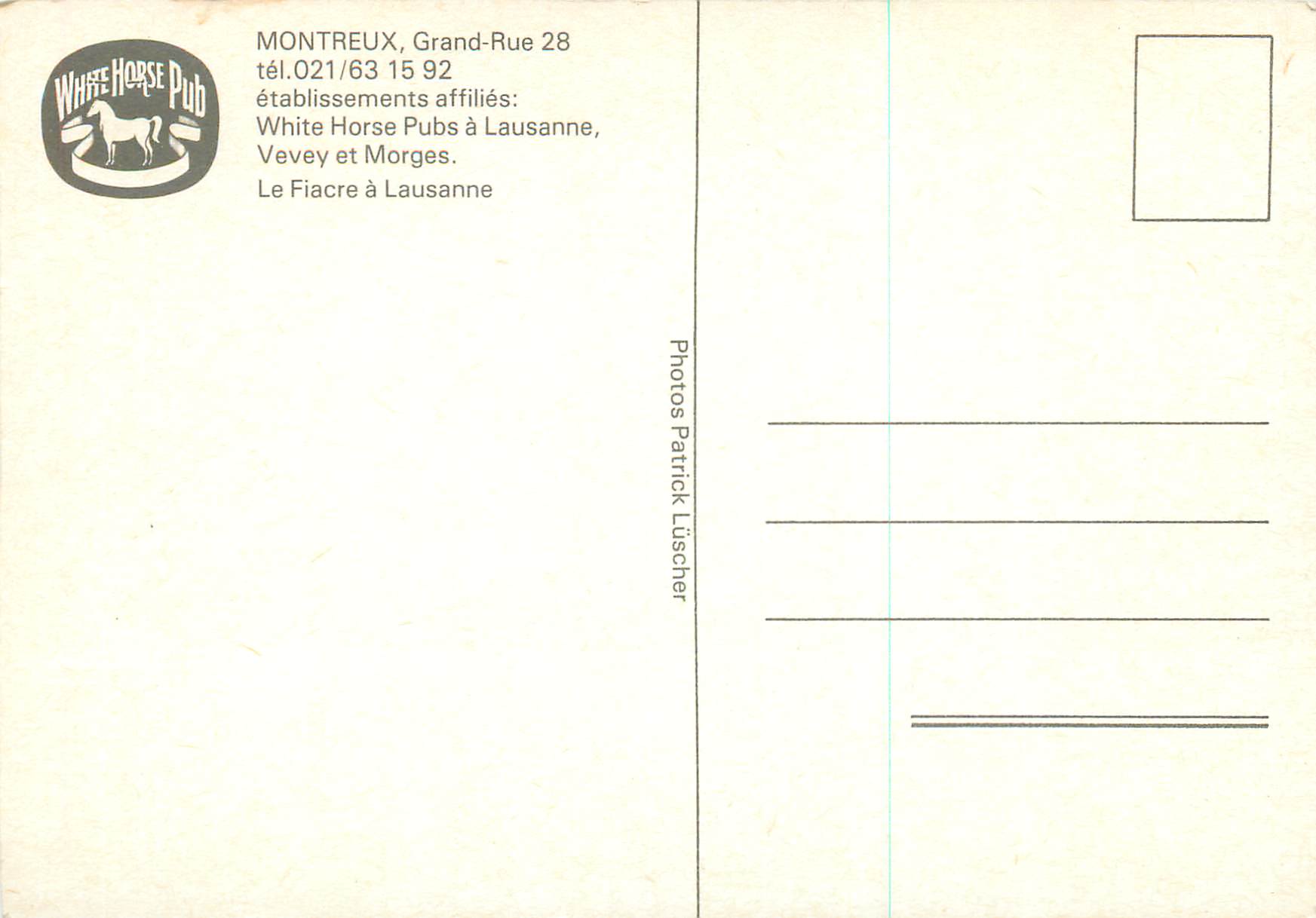 CPM Montreux Grand Rue Le Fiacre a Lausanne — Rückseite