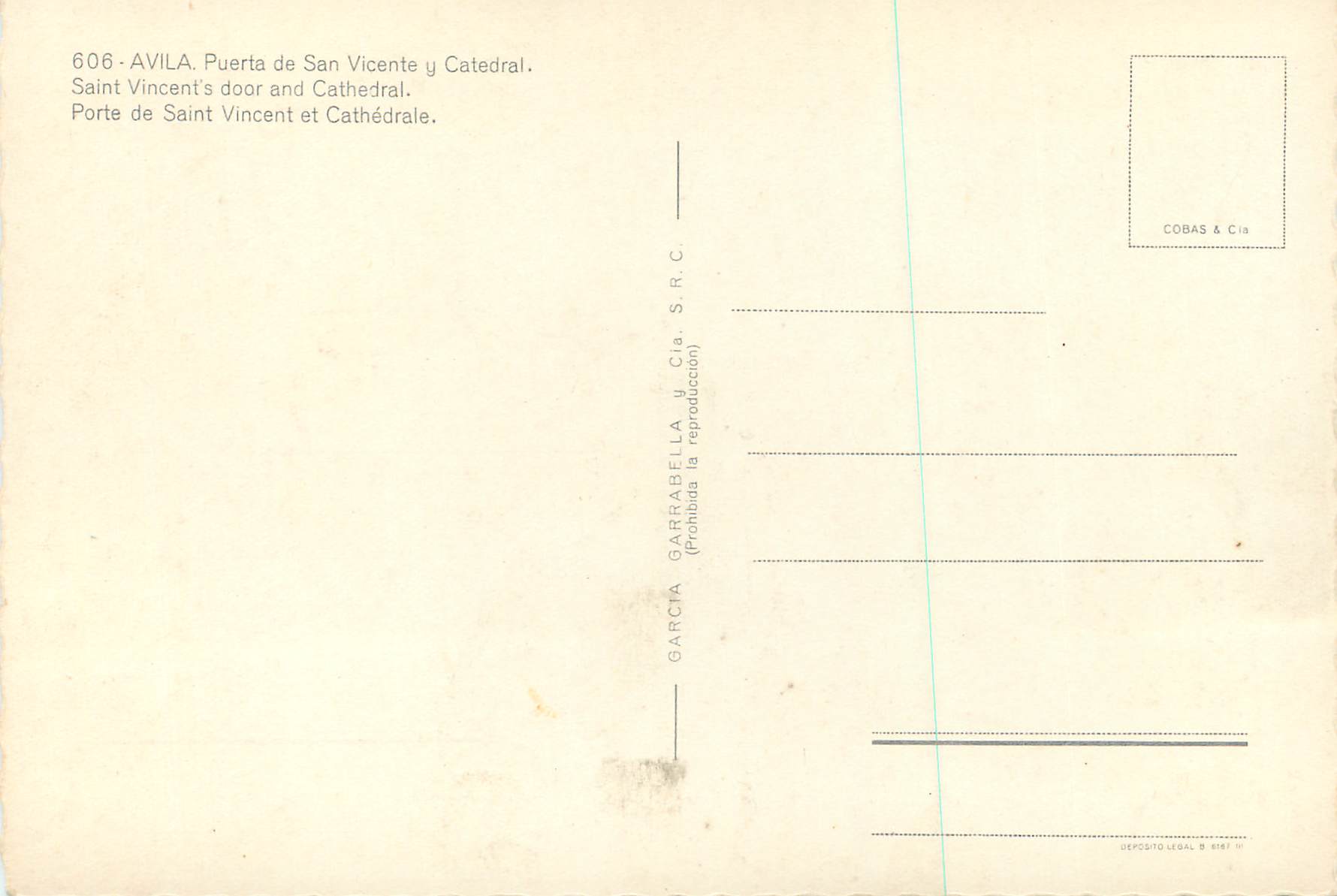 CPM Avila Porte de Saint Vincent et Cathedrale — Rückseite