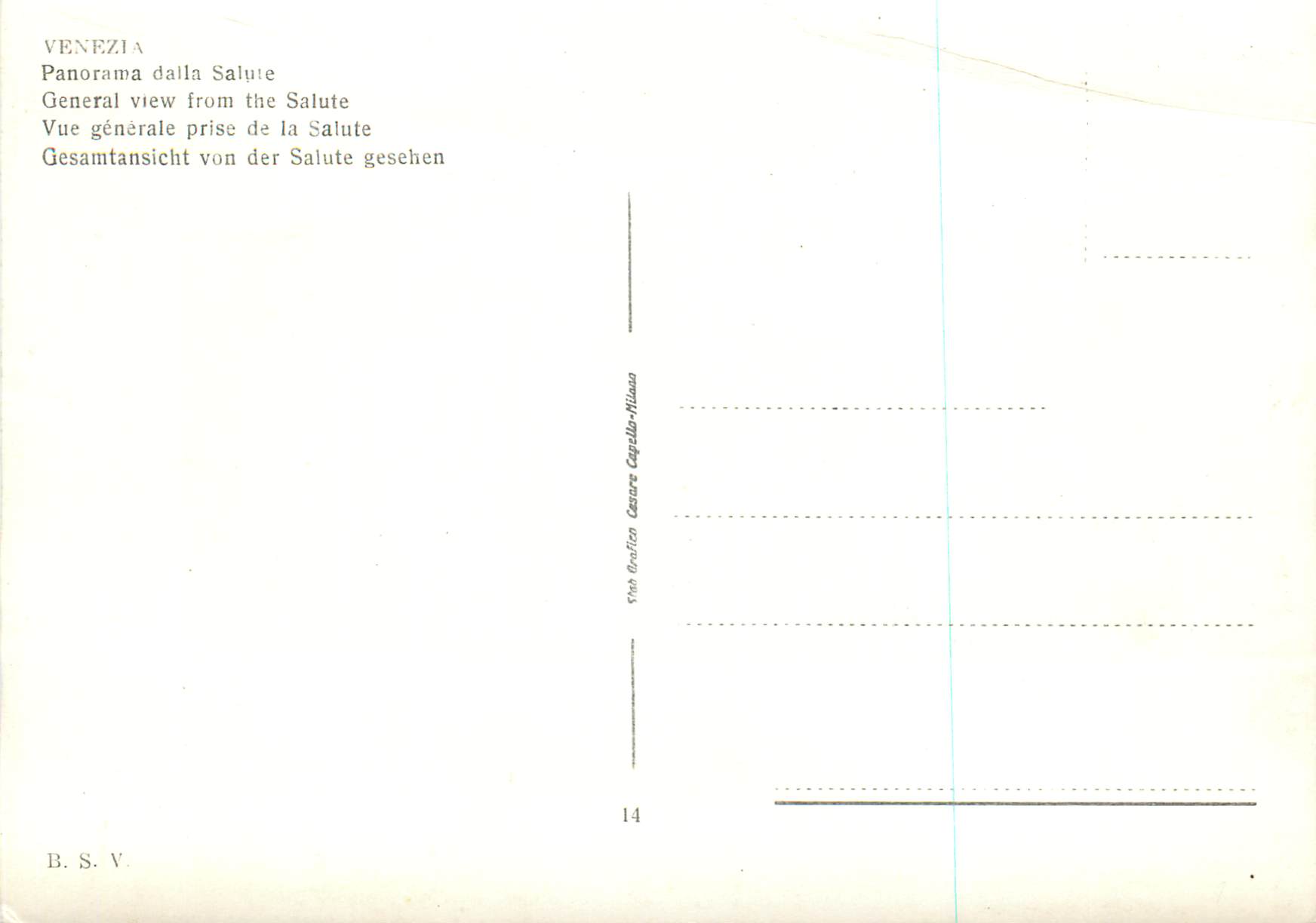 CPM Venezia Vue Generale prise de la Salute — Rückseite
