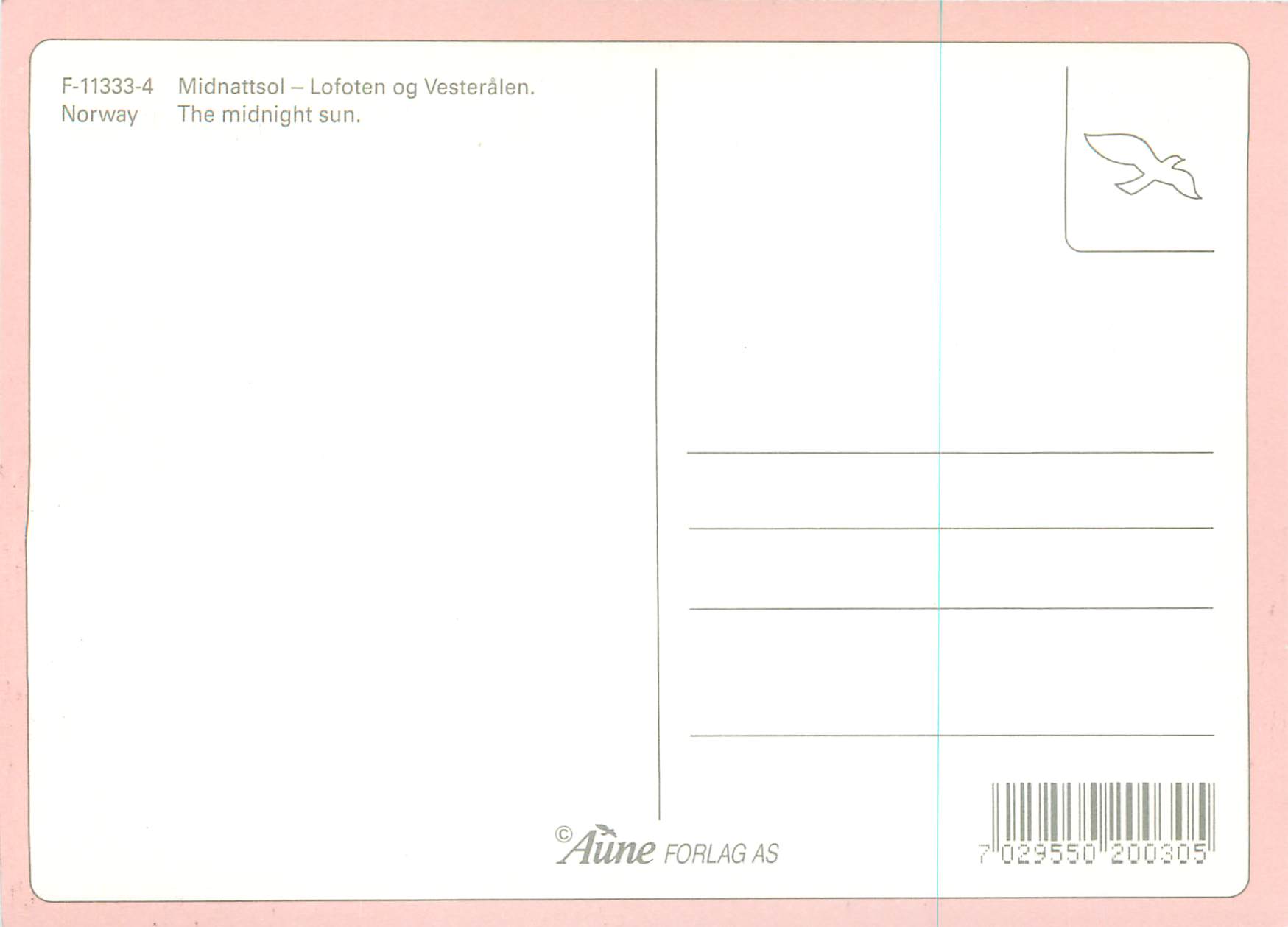 CPM Norway Midnatisol Lofoten og Vestiralen The Midnight Sun — Verso