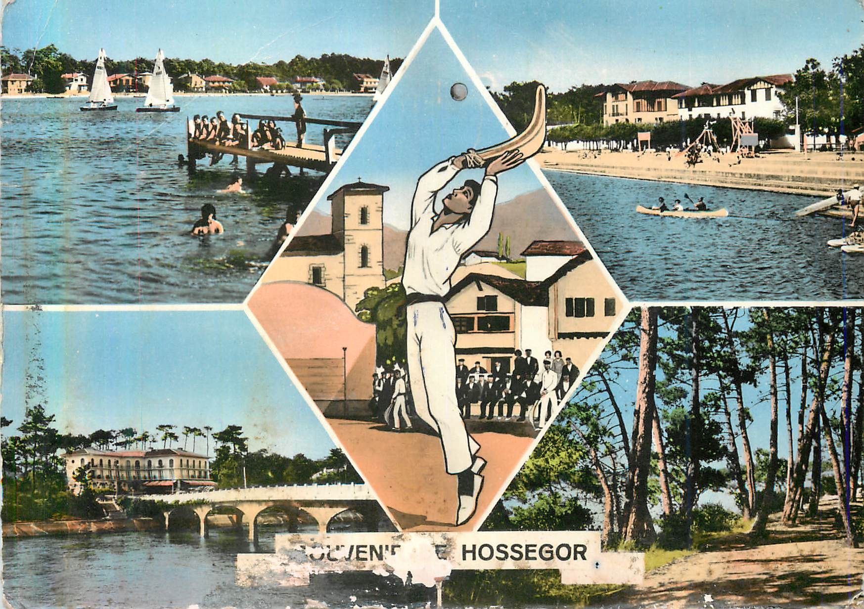 CPM Hossegor Le Lac Lac et Hotel du Parc Pelotari Pelote basque