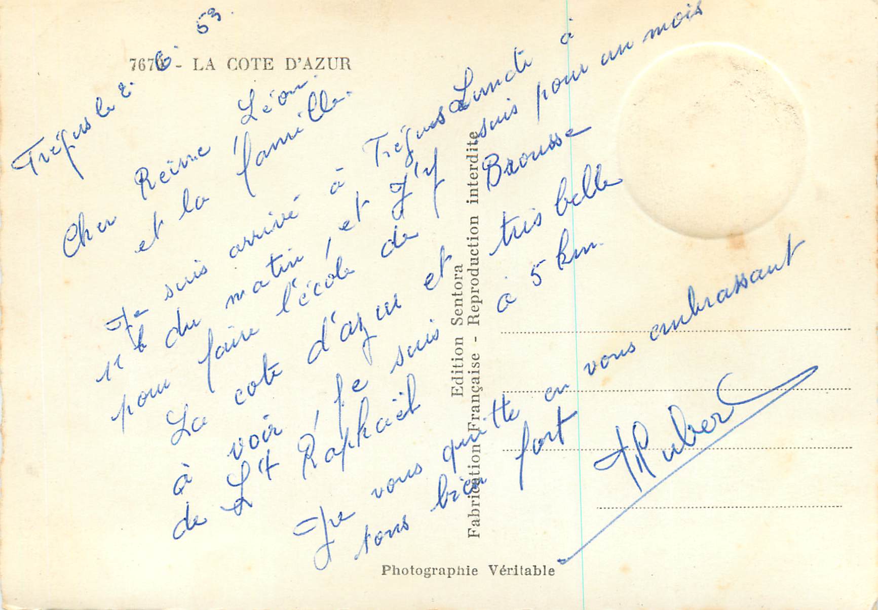 CPM Souvenir de la Cote d'Azur Falaises de l'Esterel St Raphael Agay Le Dramont L'Ile d'Or Frejus Le cloitre — Verso