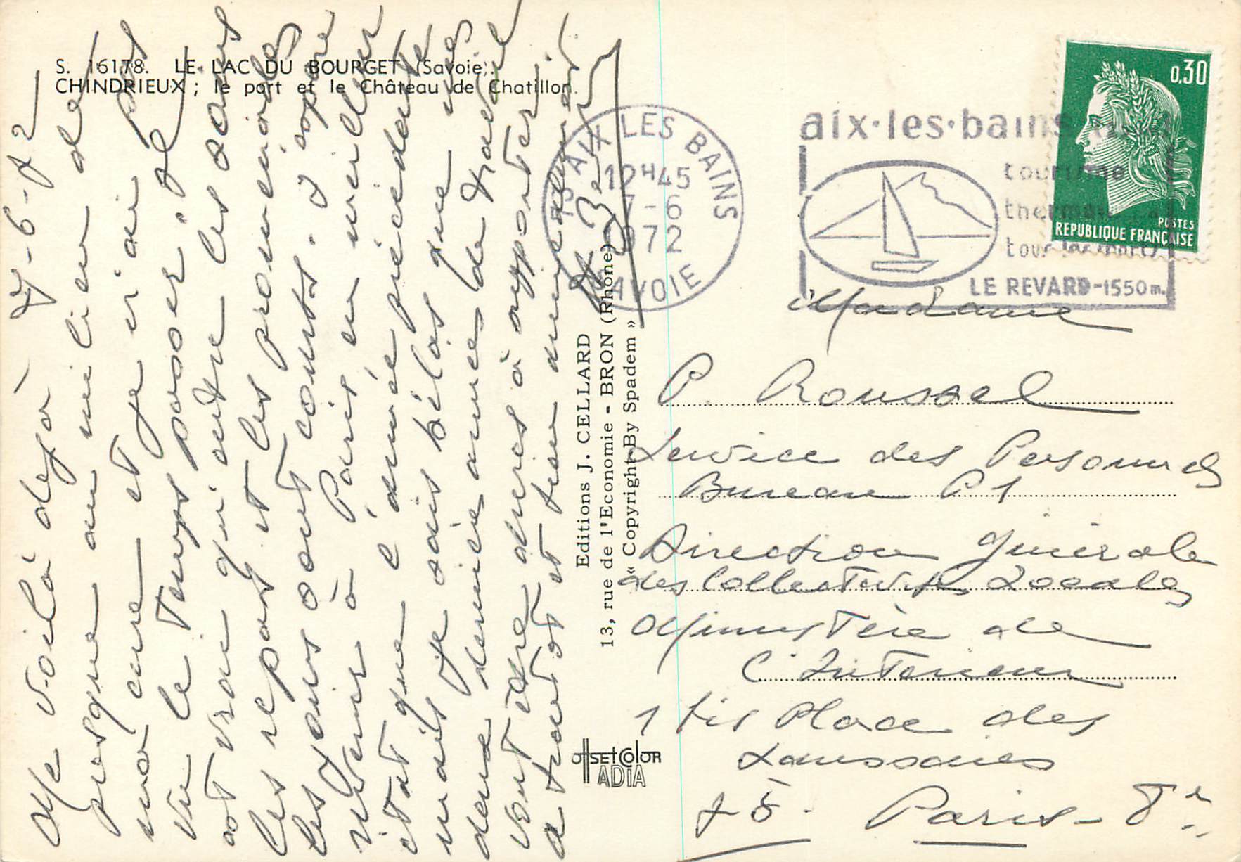 CPM Lac du Bourget (Savoie) Chindrieux Le Port et le Chateau de Chatillon — Rückseite