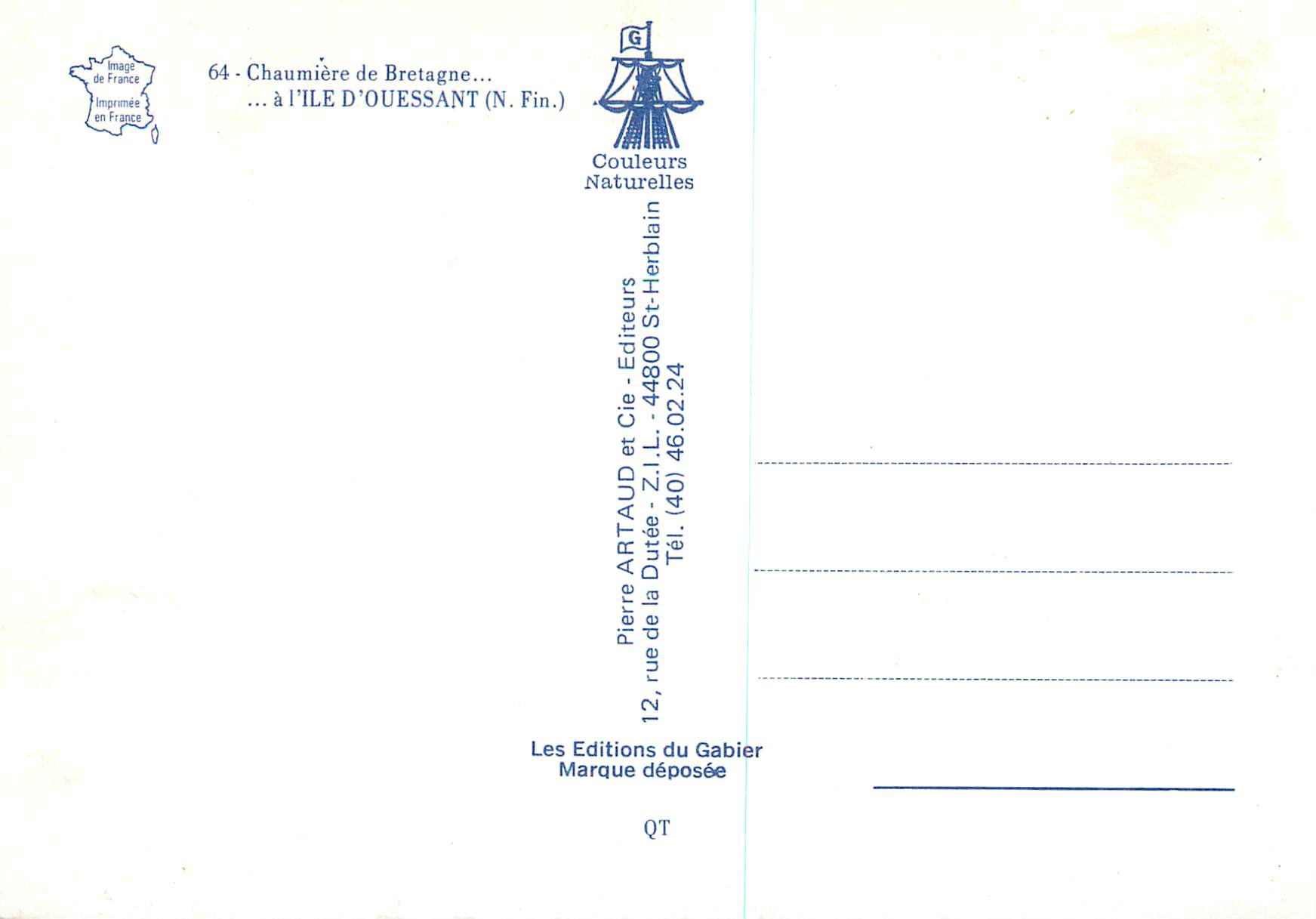 CPM Chaumiere de Bretagne a L'Ile d'Ouessant (N Fim) Moutons — Rückseite