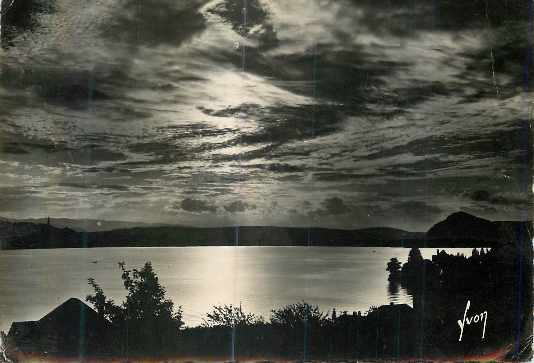 Moderne Ansichtskarte Annecy (Hte Savoie) Dämmerung über dem See