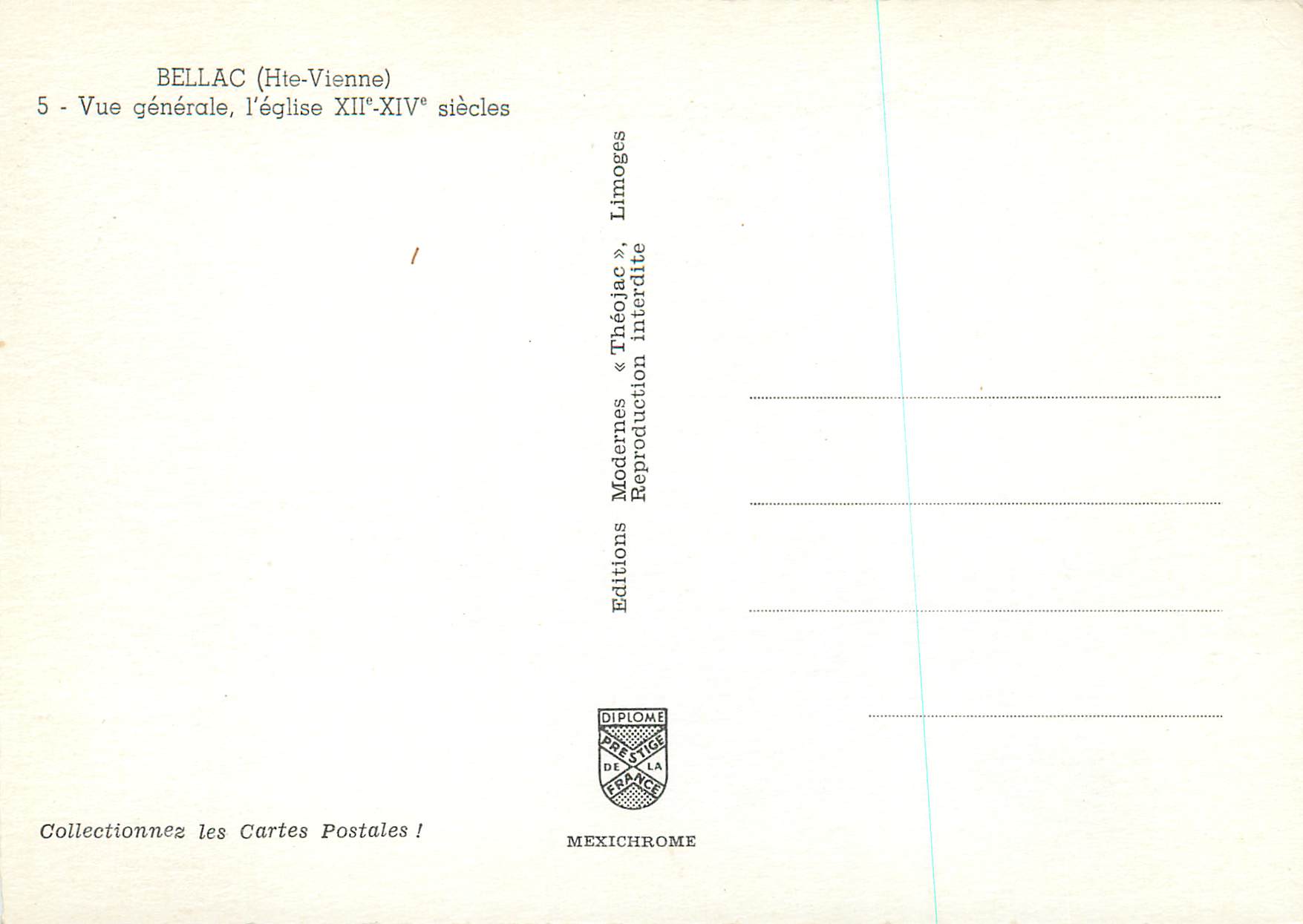 CPM Bellac (Hte Vienne) Vue Generale L'Eglise XIIe XIVe Siecles — Rückseite
