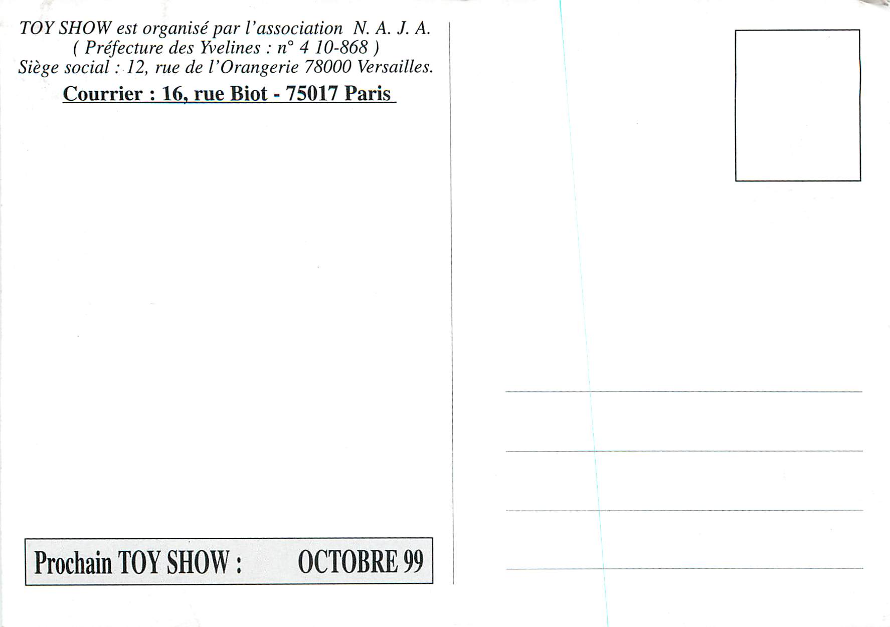 CPM Paris Toy Show Dimanche 7 Fevrier 99 Espace Champerret Elephant Poupees  — Verso