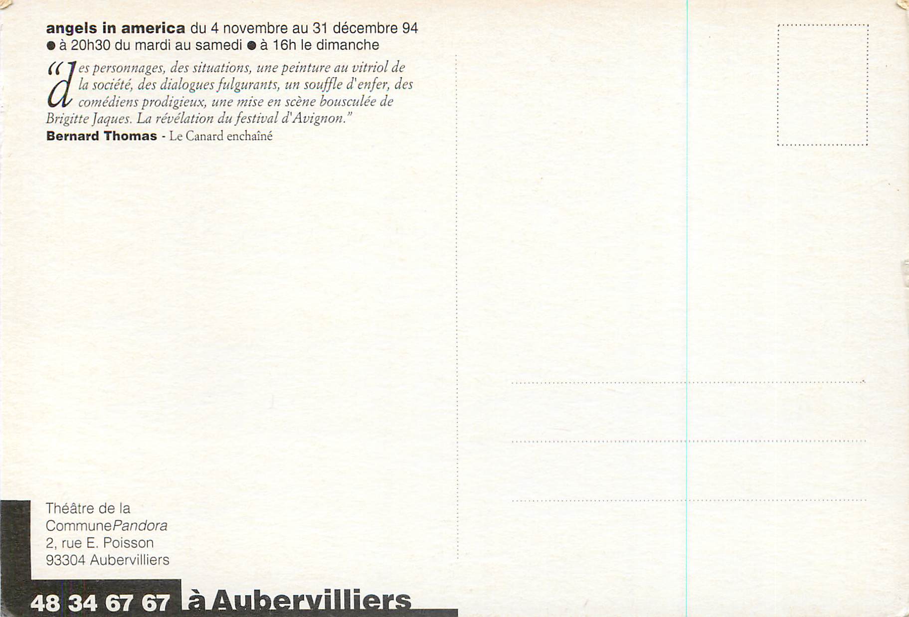 CPM Anges in America Theatre Commune Pandora a Aubervilliers — Verso