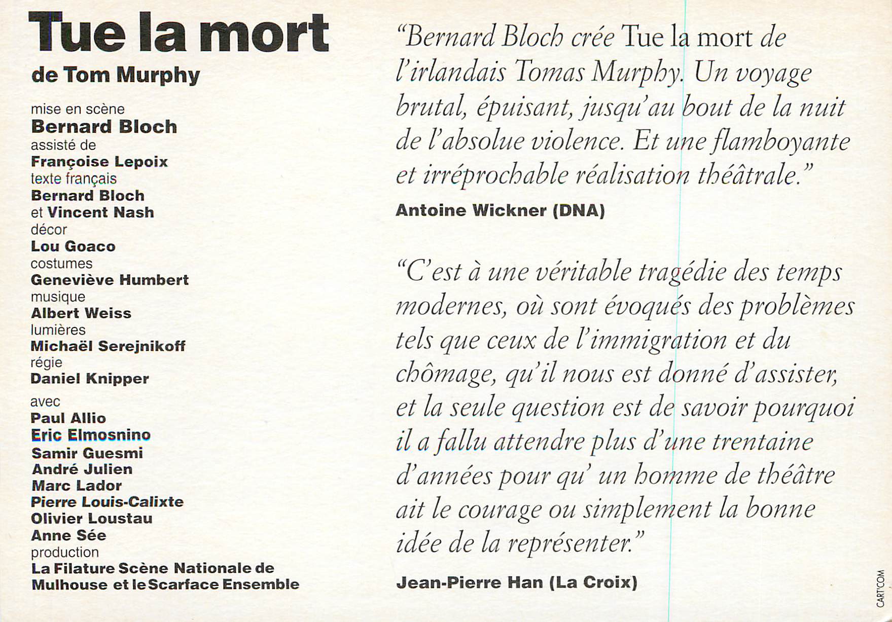 CPM Tom Murphy Tue la Mort 23 nov 23 dec a Aubervilliers — Verso