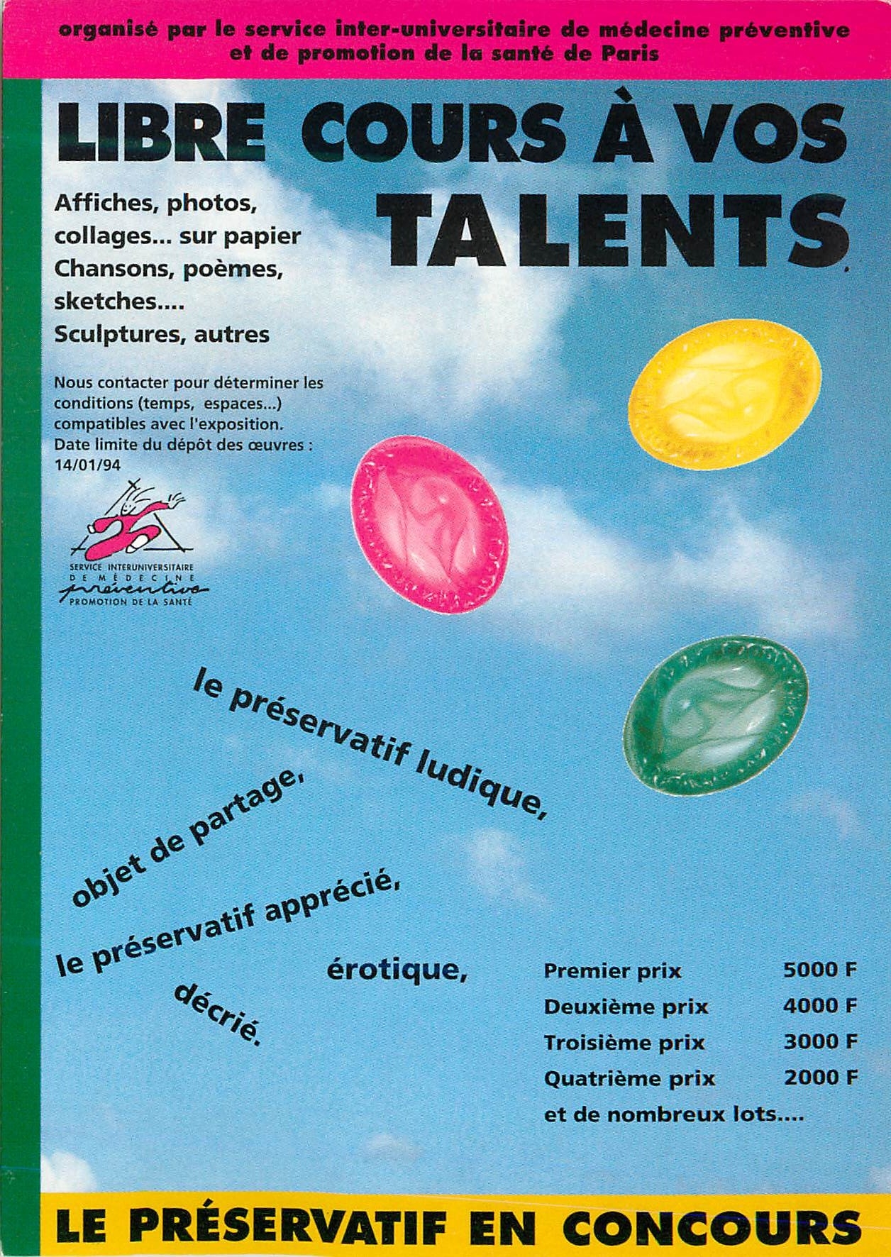 CPM Libre Cours a vos Talents Le Preservatif en Concours